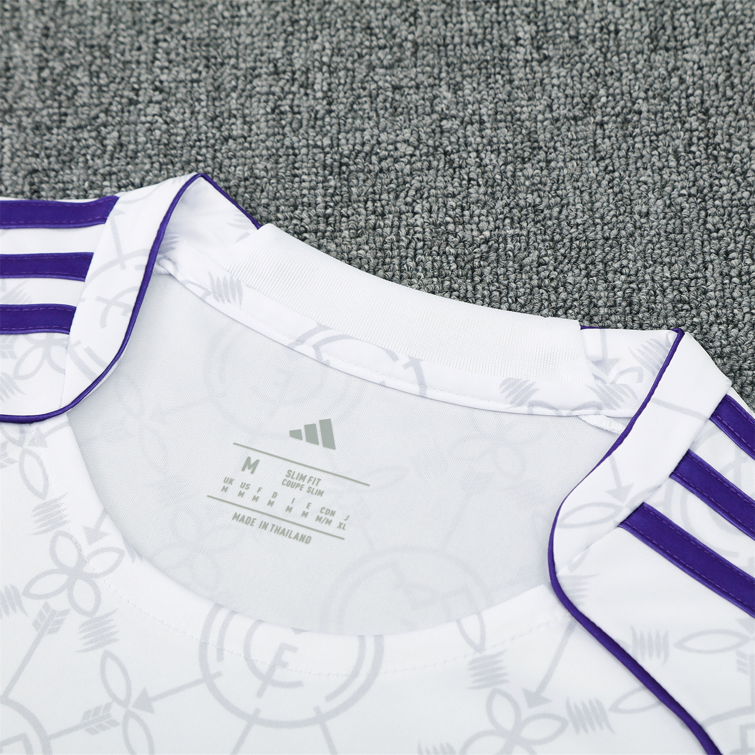 AlphaJersey-Real Madrid 25-26 Short-Sleeve Training Set - Blue Edge White Top & Black Shorts