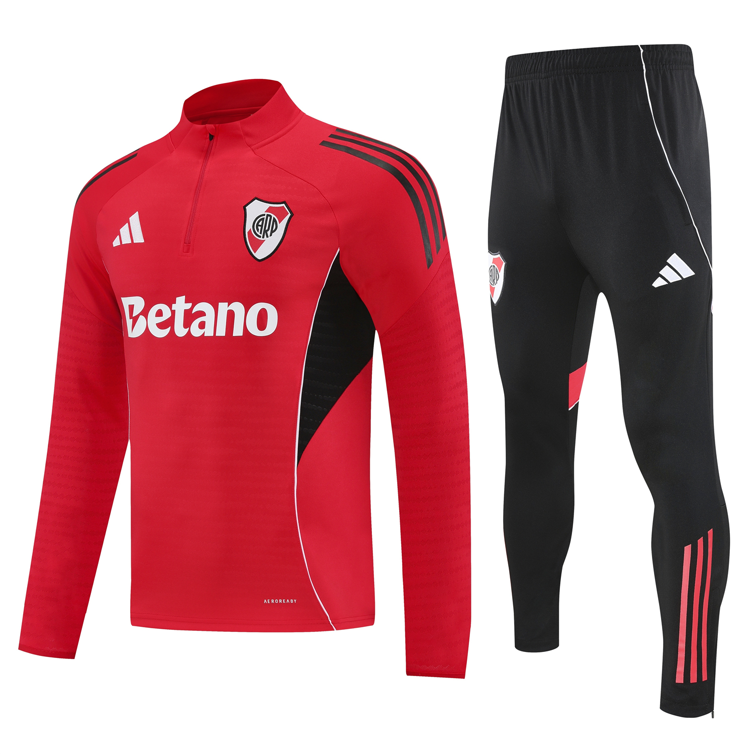 AlphaJersey-River Plate 25-26 Long Sleeves Training Set - Red Top & Black Pants