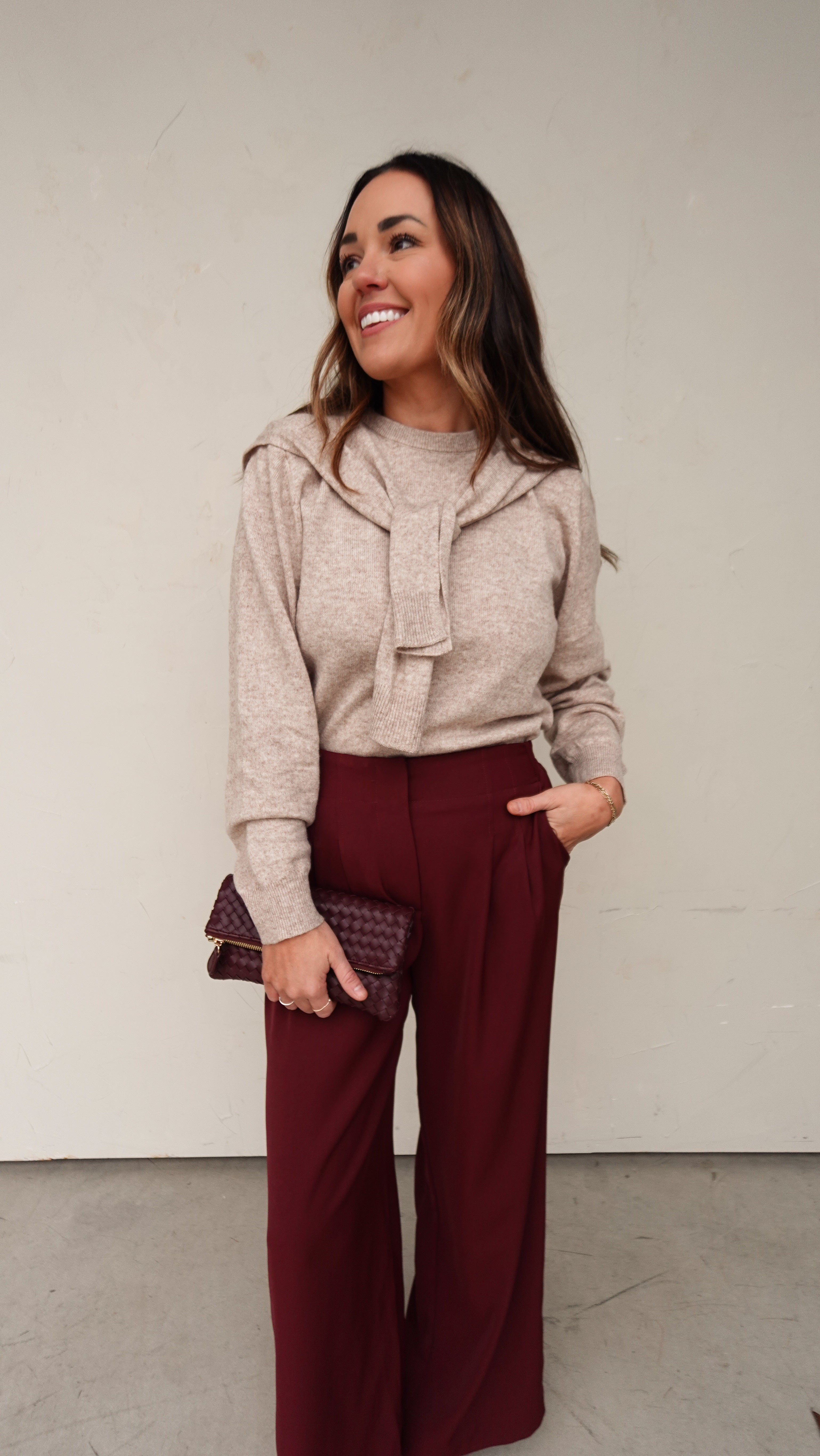 Wide Leg Trouser - Burgundy | Elegant Women's Fashion by coolavocek