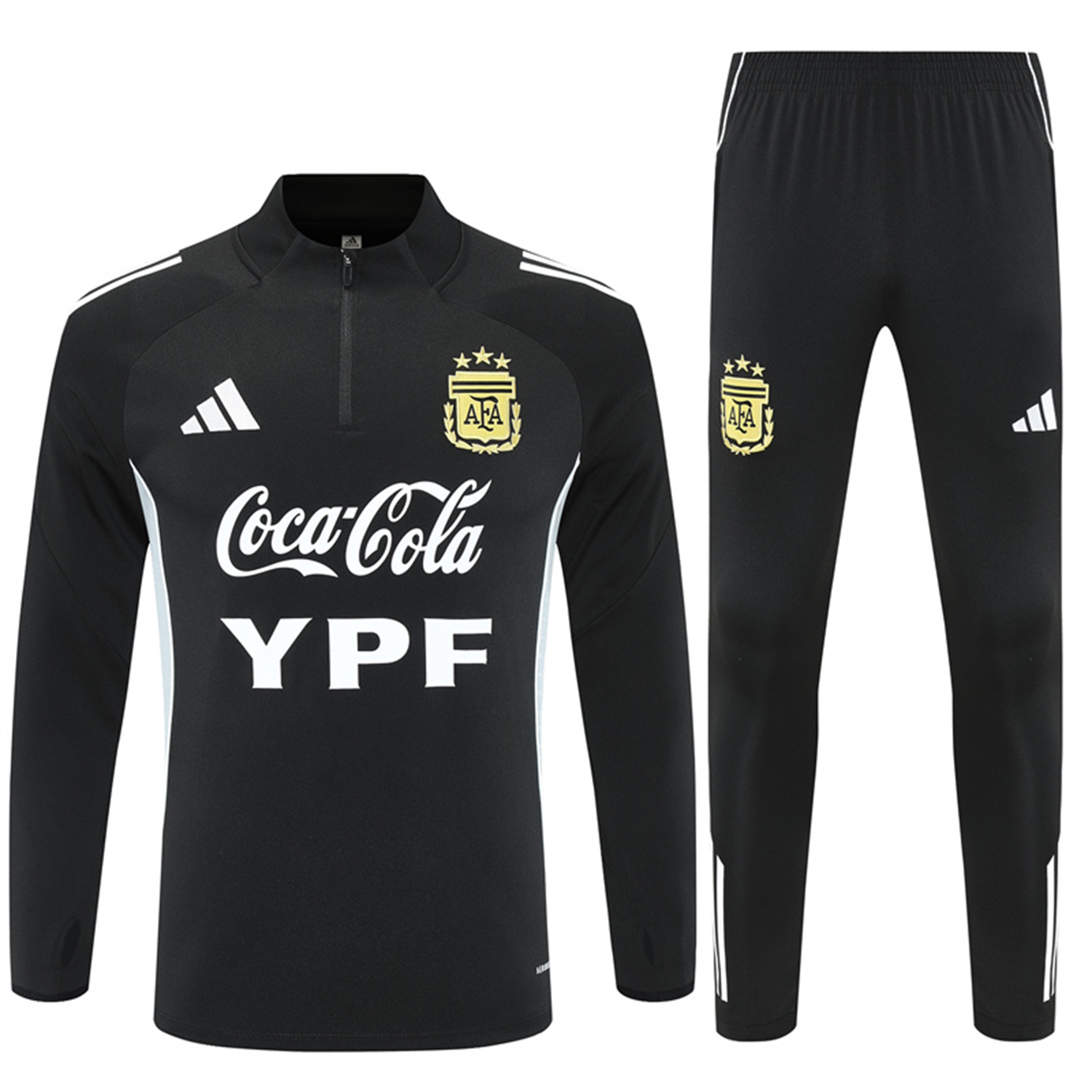 AlphaJersey-Argentina 25-26 Kid Long Sleeves Training Set - Black Top & Black Pants