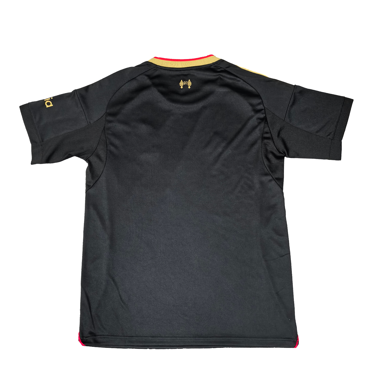 AlphaJersey-Liver.pool 25-26 Black Gold Special Jersey with Red Lines - Fans Version