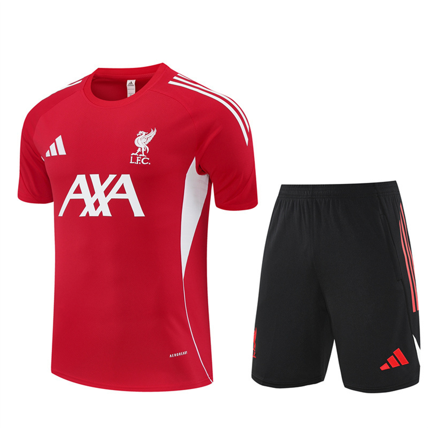 AlphaJersey-Liver.pool 25-26 Short-Sleeve Training Set - Red Top & Black Shorts