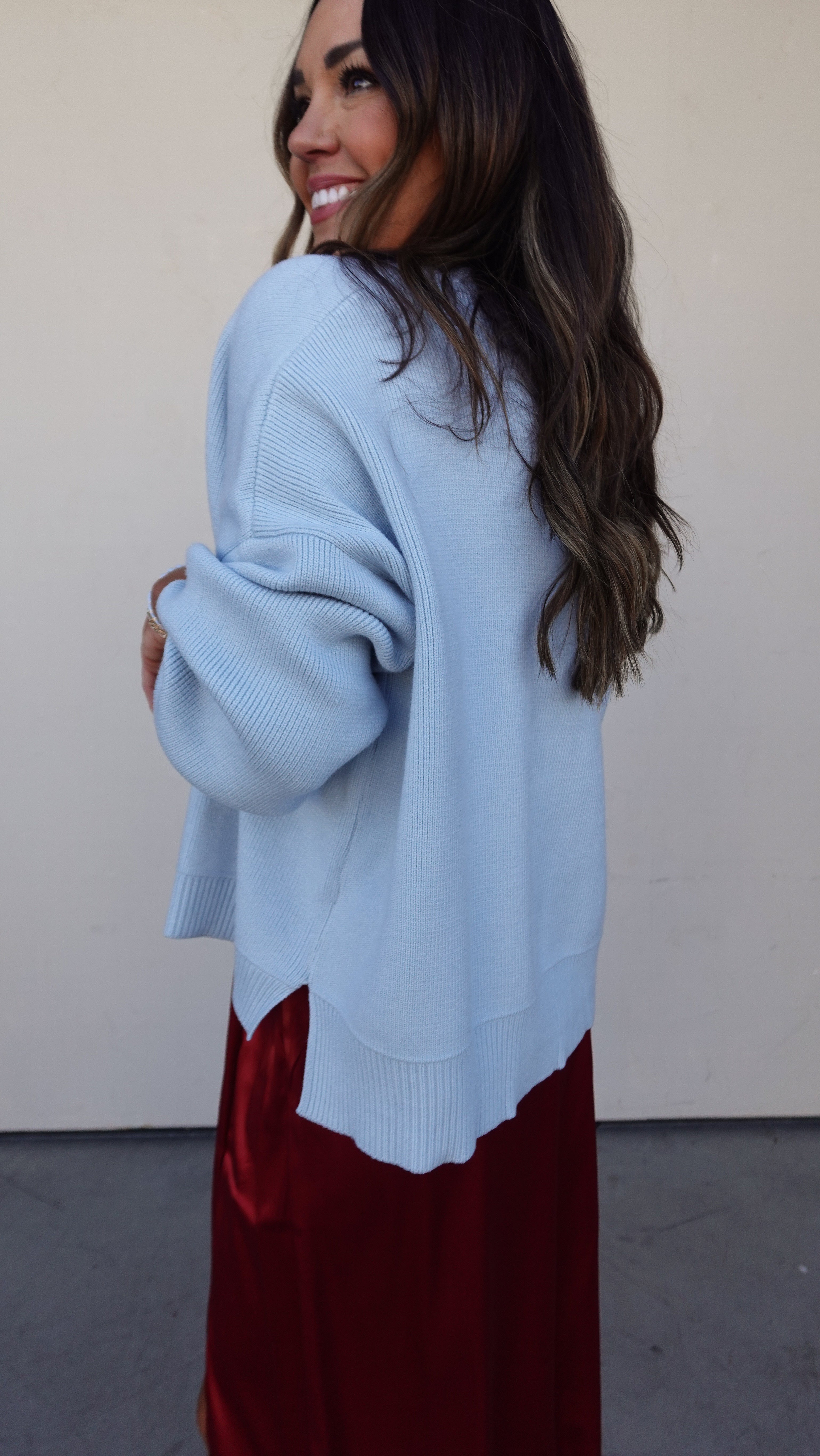 Baby Blue Slouchy Sweater | Elegant Women's Fashion by coolavocek