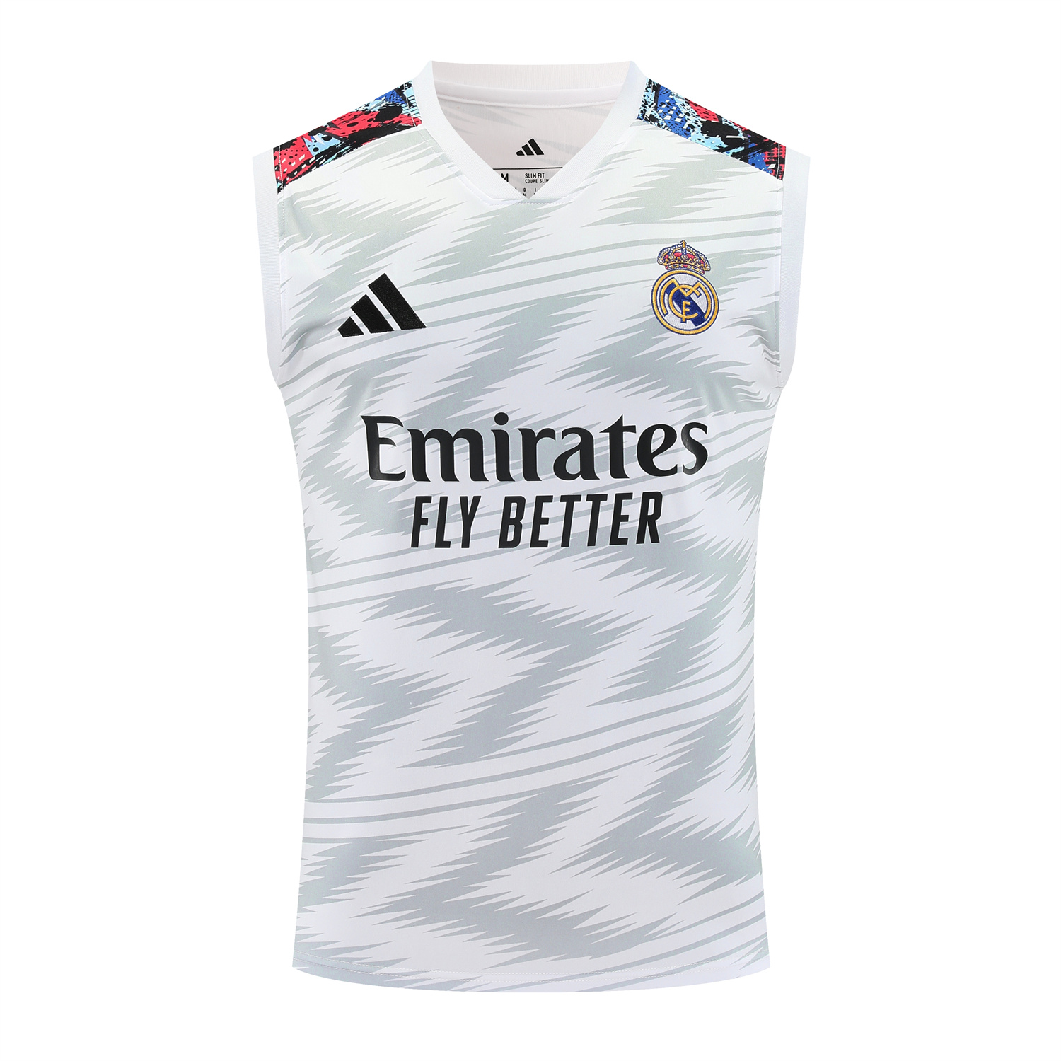 AlphaJersey-Real Madrid 25-26 Vest Training Set - Grey Arrow Pattern Vest & Black Shorts