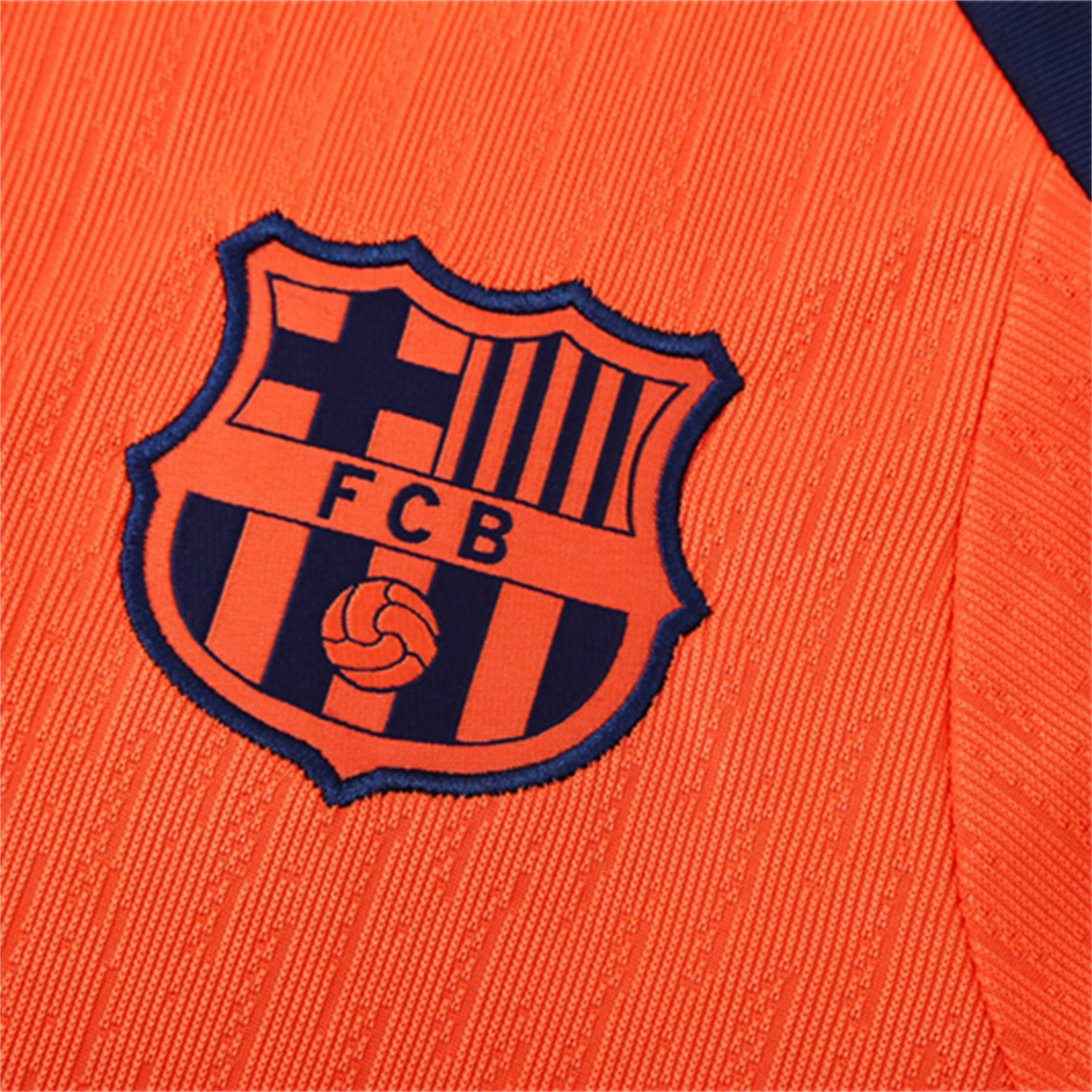 AlphaJersey-Barcelona 25-26 Long Sleeve Training Set - Orange Top Royal Blue Sponsor & Royal Blue Pants