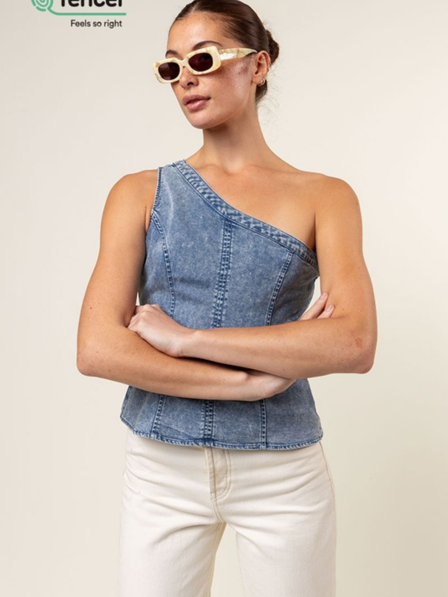 Tencel One Shoulder Braided Blouse | Elegant Women's Fashion by coolavocek