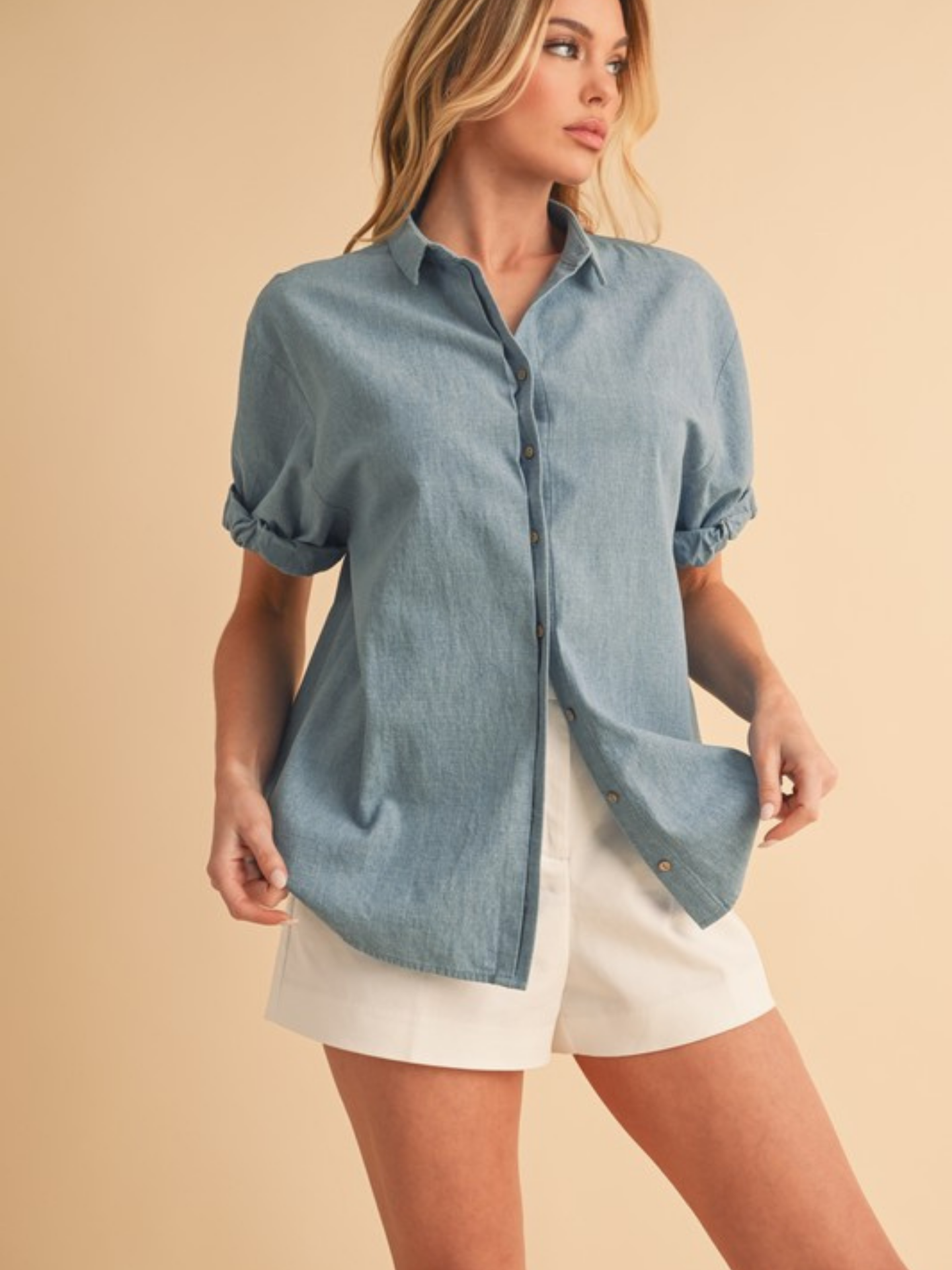 Denim Button Up | Elegant Women's Fashion by coolavocek