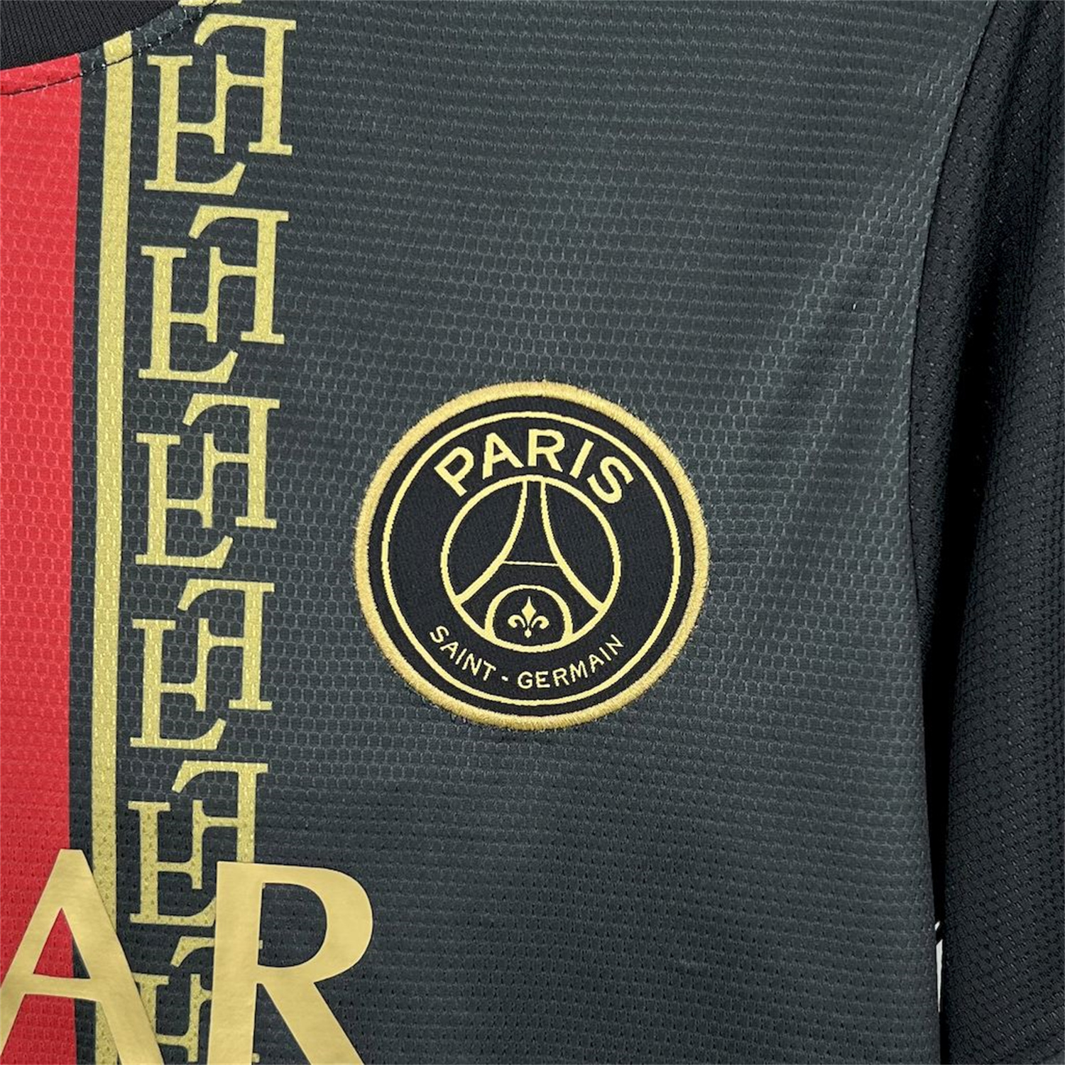 AlphaJersey-Paris Saint-Germain PSG 25-26 Red White Stripes Black Jersey - Fans Version
