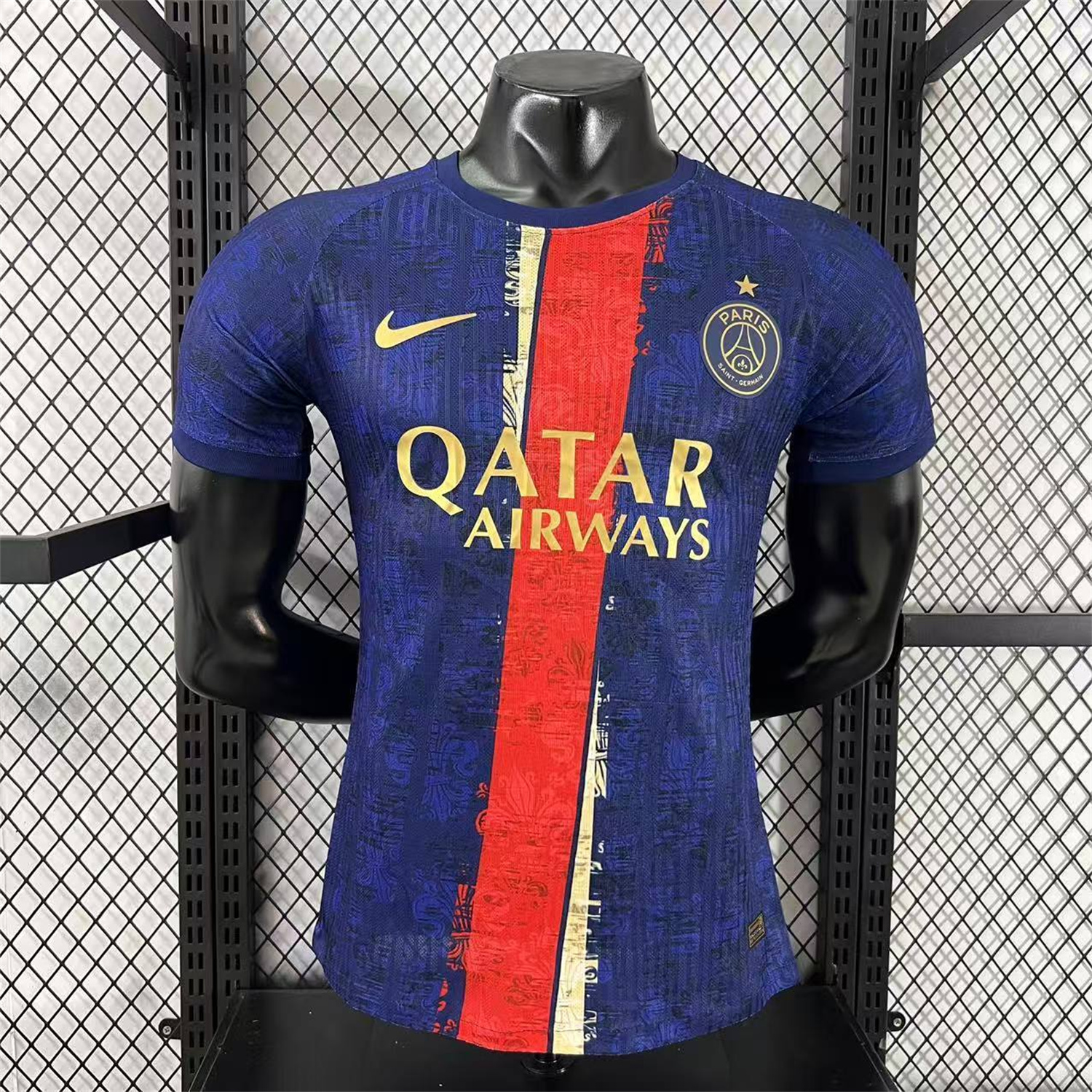 AlphaJersey-Paris Saint-Germain PSG 25-26 Red Slash Blue Special Jersey - Player Version