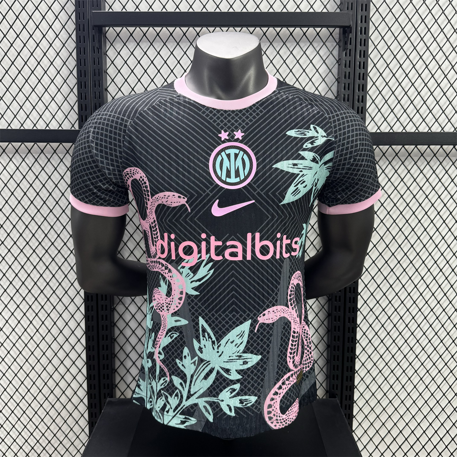 AlphaJersey-Inter Milan 25-26 Pink Snake Special Black Jersey - Player Version