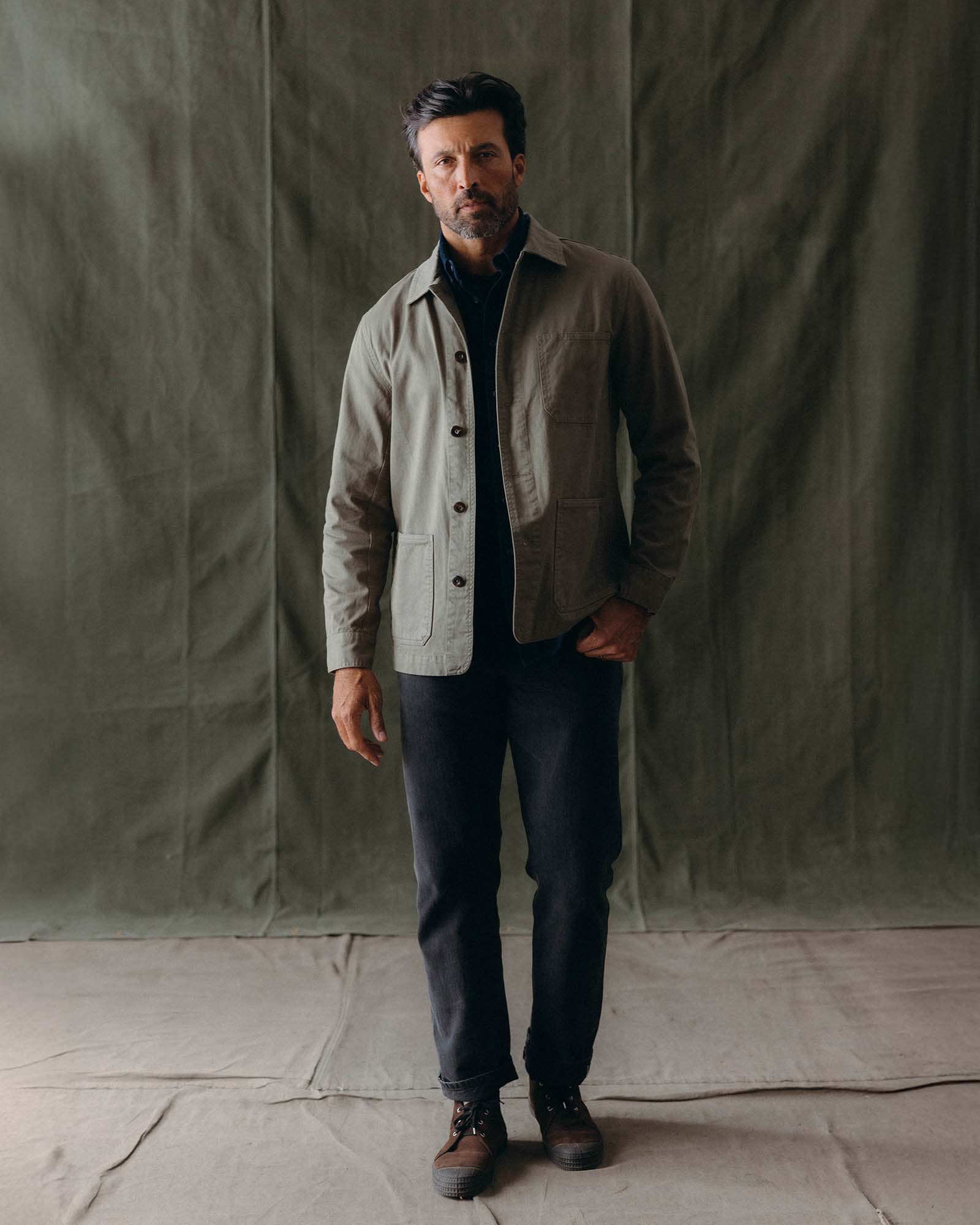 The Ojai Jacket in Organic Smoked Olive Foundation Twill | Modern Menswear by yycbvcnbmmnbm