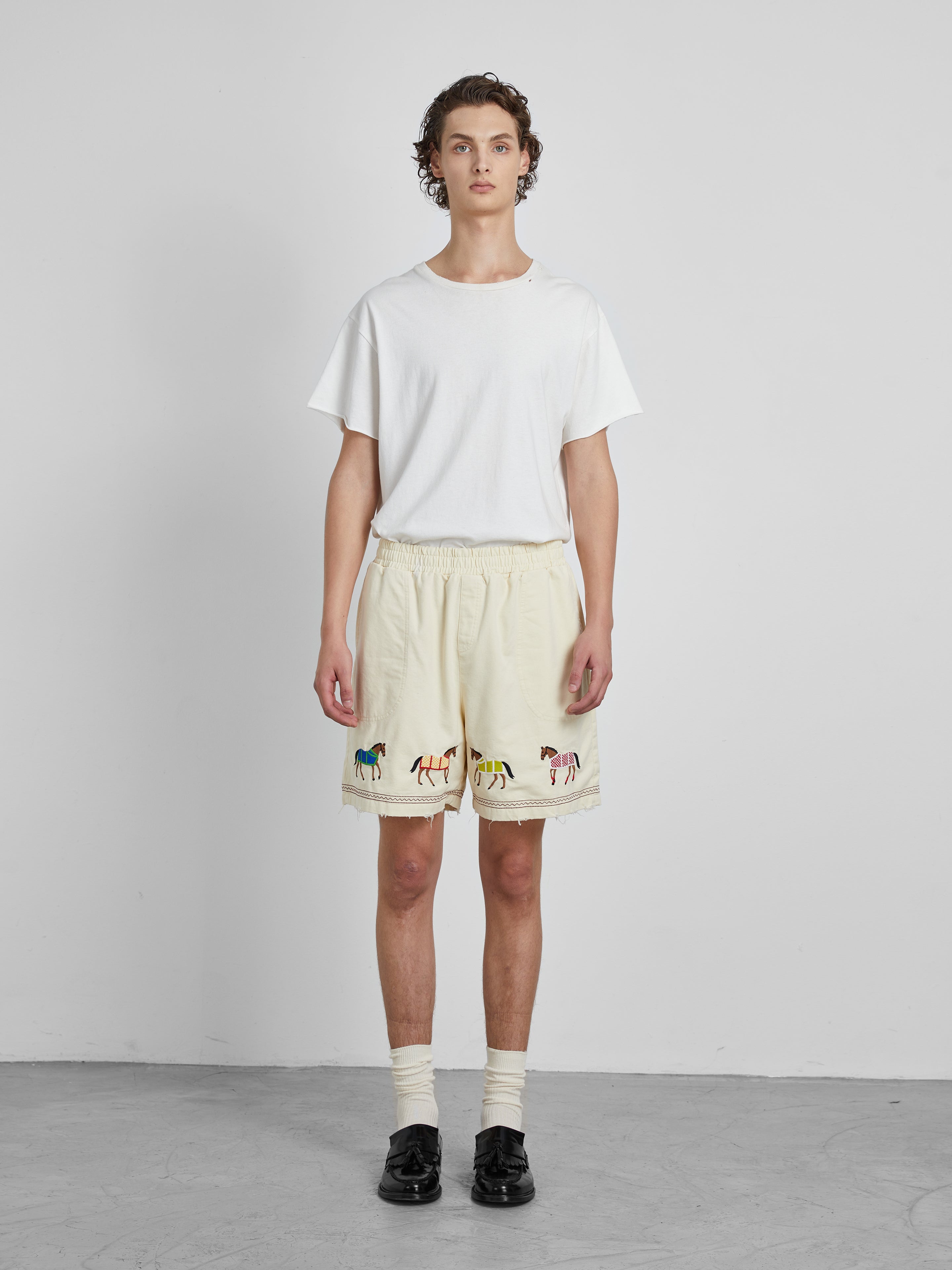 Embroidered Horse Shorts | Modern Menswear by yycbvcnbmmnbm
