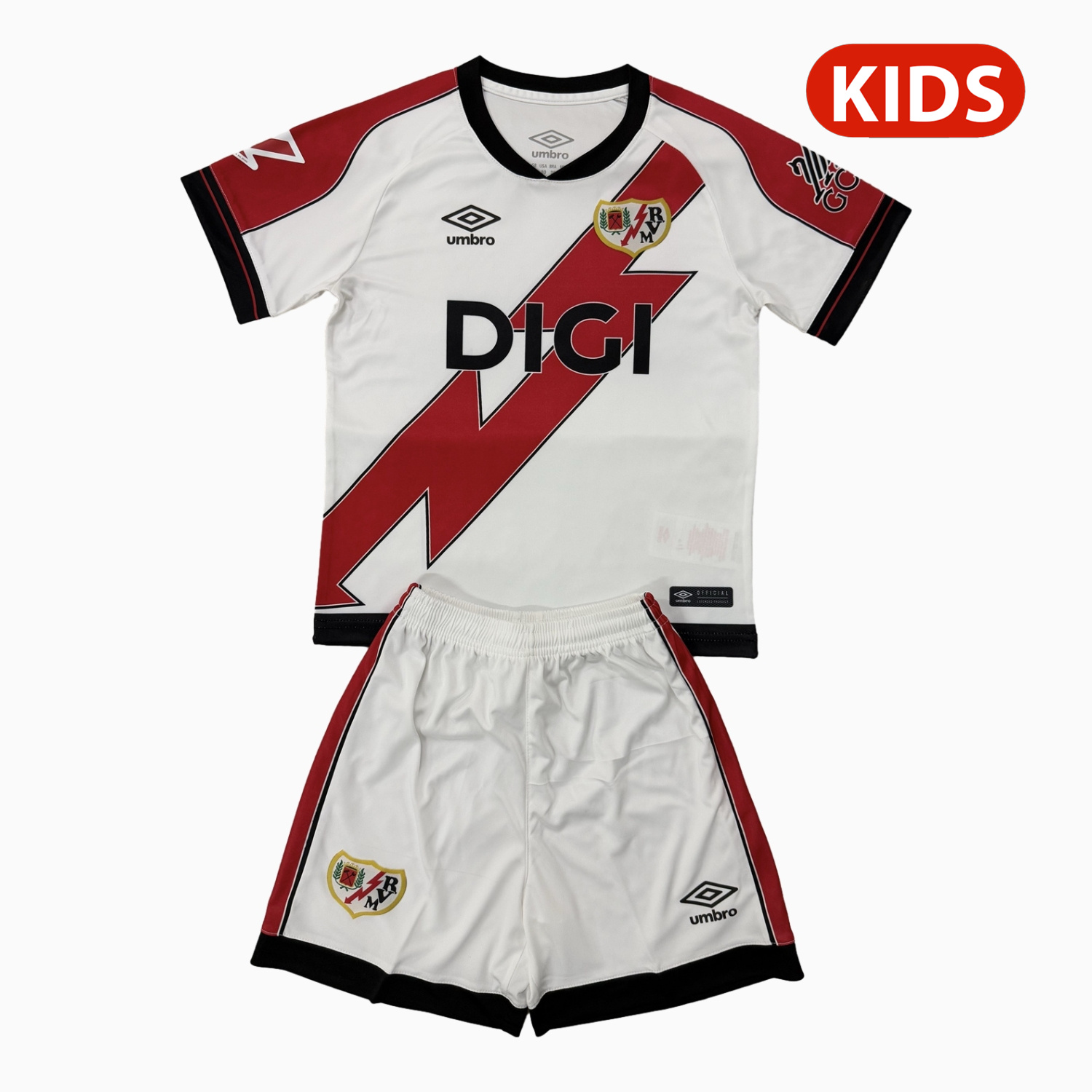 AlphaJersey-Rayo Vallecano 25-26 Home Kids Kit