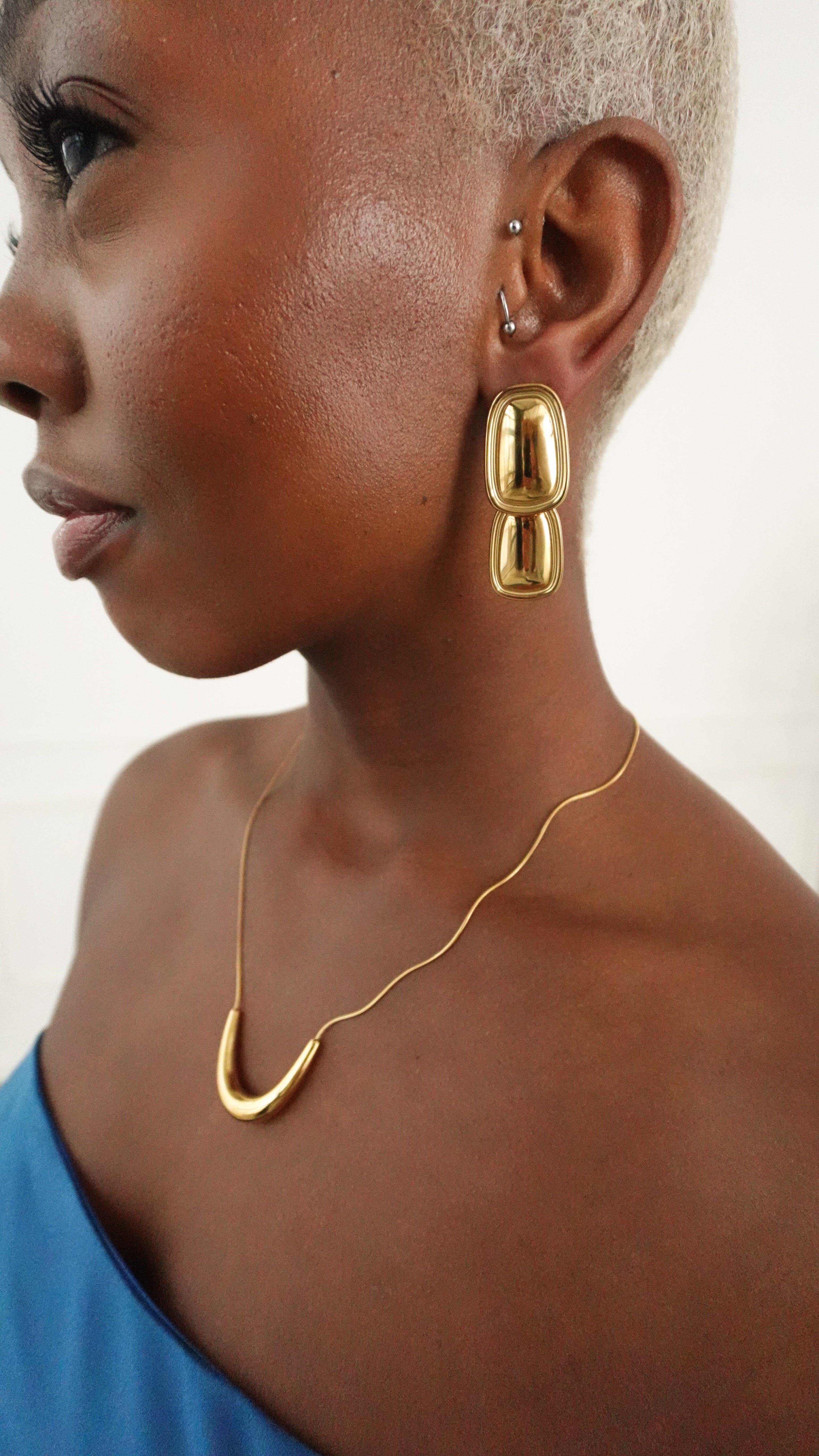 Gold Double Drop Earrings | Elegant Women's Fashion by coolavocek