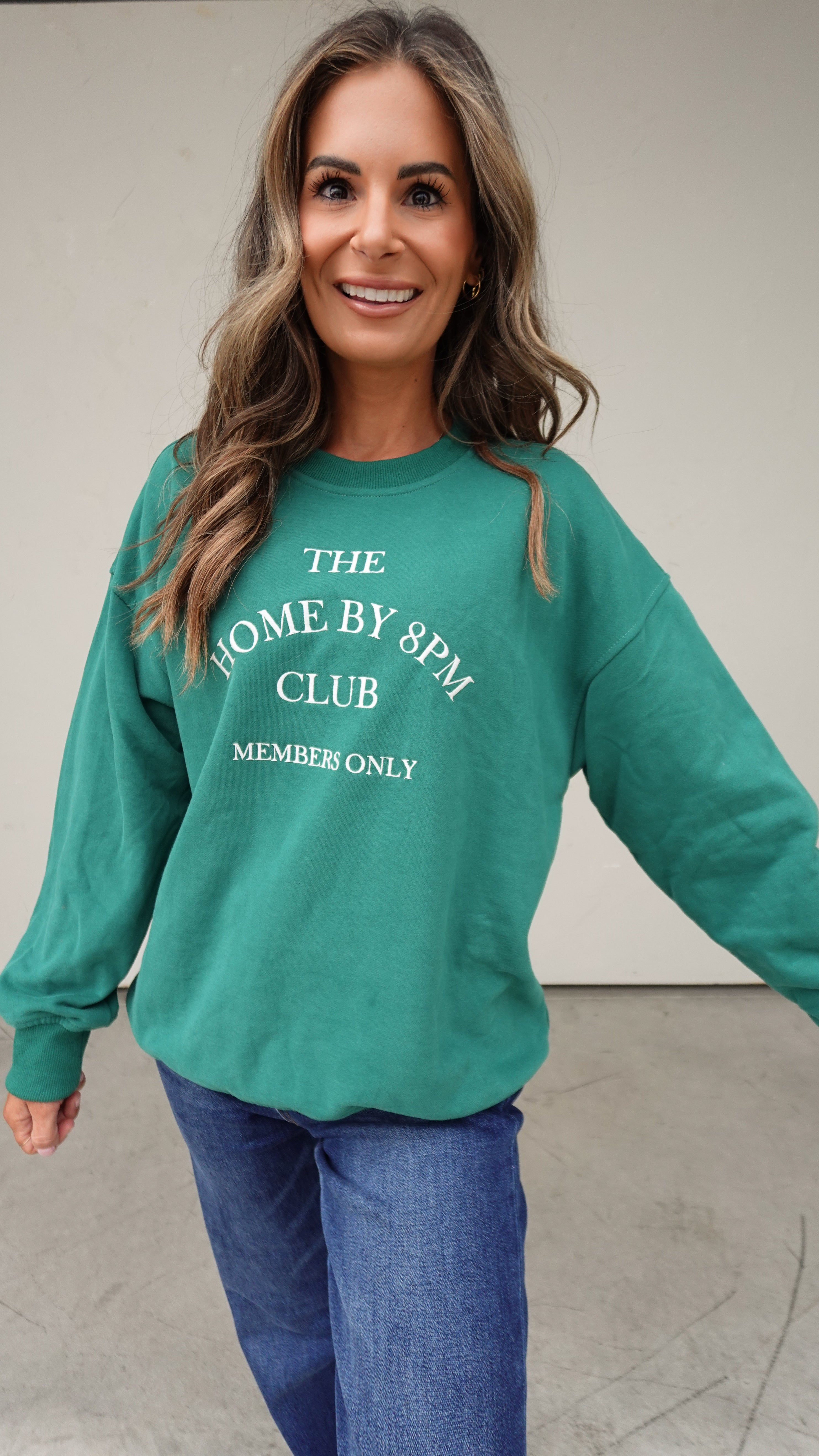 Green Embroidered Homebody Crewneck | Elegant Women's Fashion by coolavocek