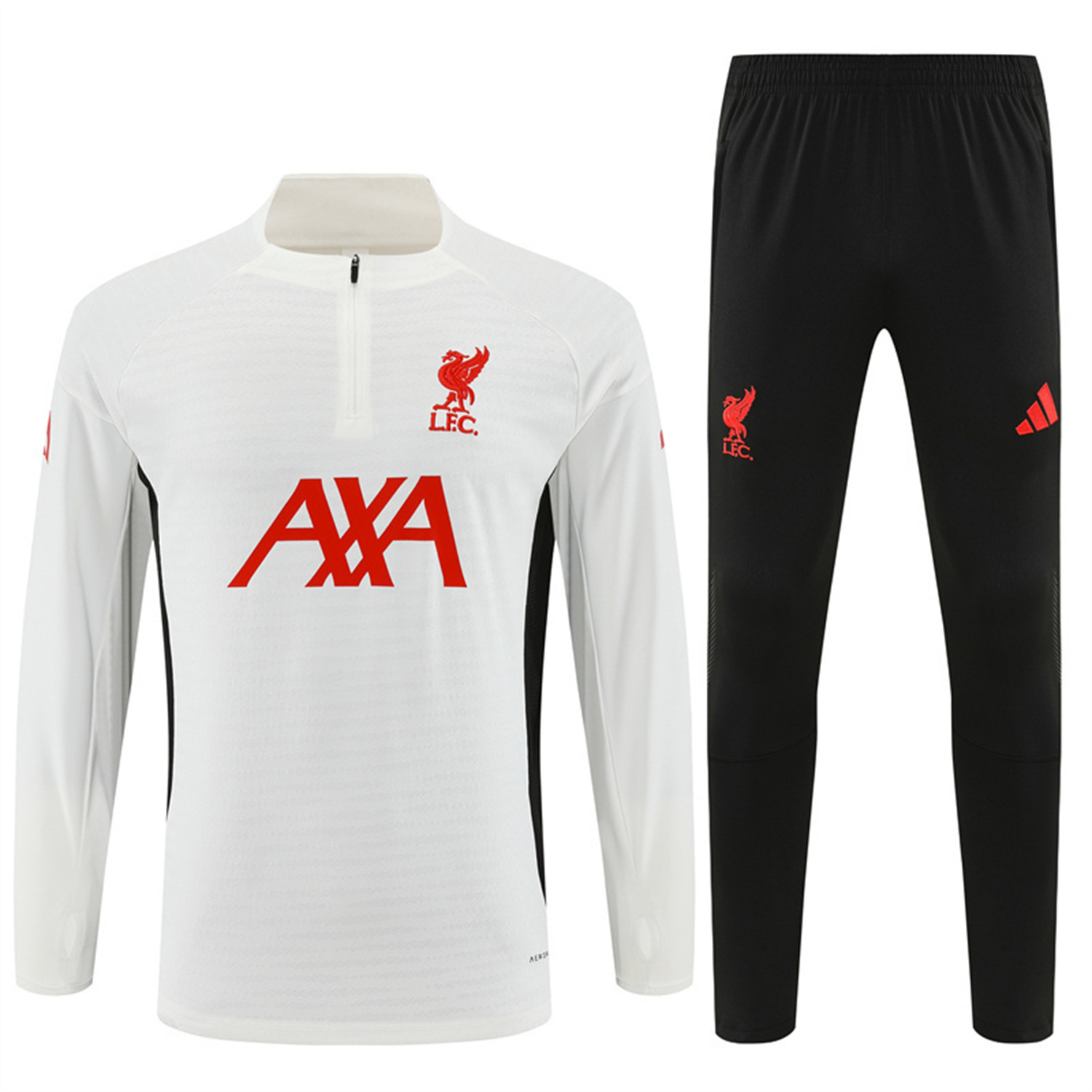 AlphaJersey-Liver.pool 25-26 Kids Long Sleeve Training Set - Player Version - White Top & Black Pants