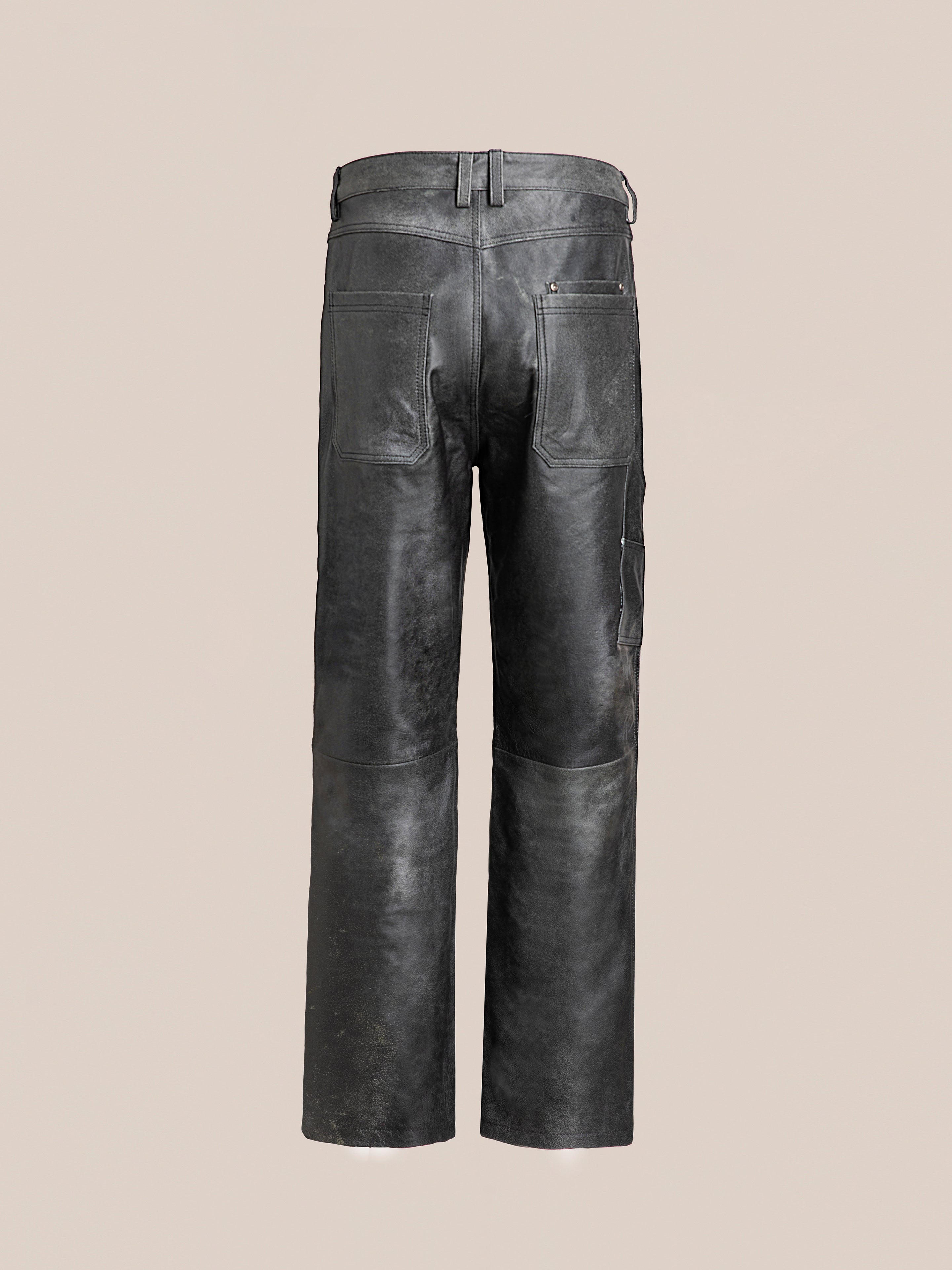 Distressed Genuine Leather Carpenter Pants | Modern Menswear by yycbvcnbmmnbm