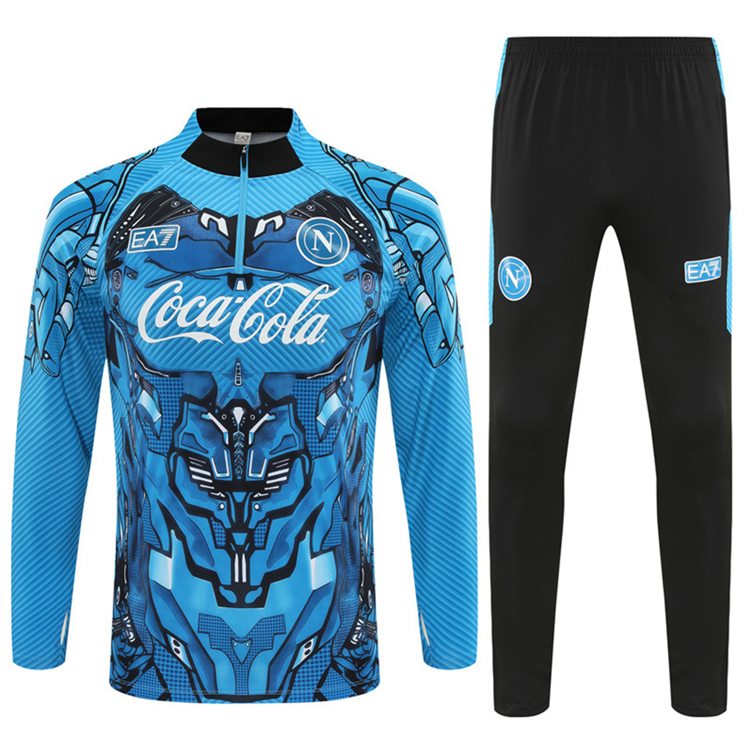 AlphaJersey-Napoli 25-26 Long Sleeve Training Set - Blue Mecha Top & Black Pants