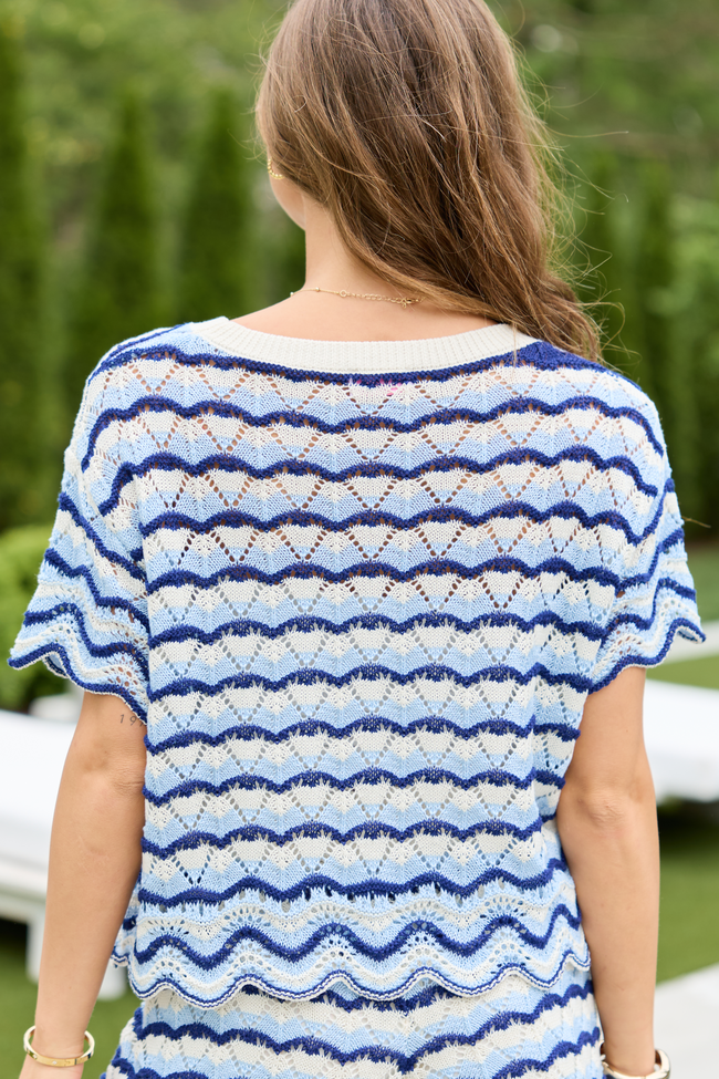 Sienna Blue Stripe Sweater | Elegant Women's Fashion by coolavocek