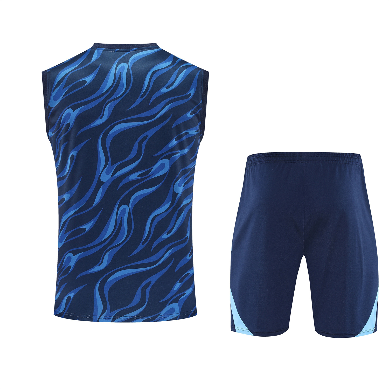 AlphaJersey-Real Madrid 25-26 Vest Training Set - Blue Water Pattern Top & Deep Blue Shorts