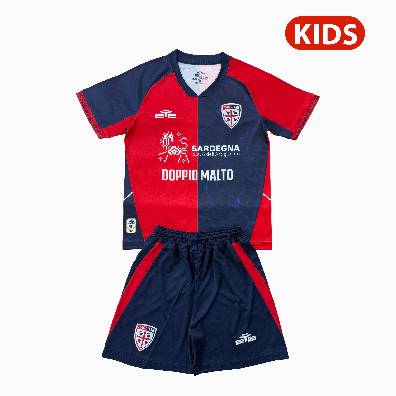 AlphaJersey-Cagliari Calcio 25-26 Home Kids Kit