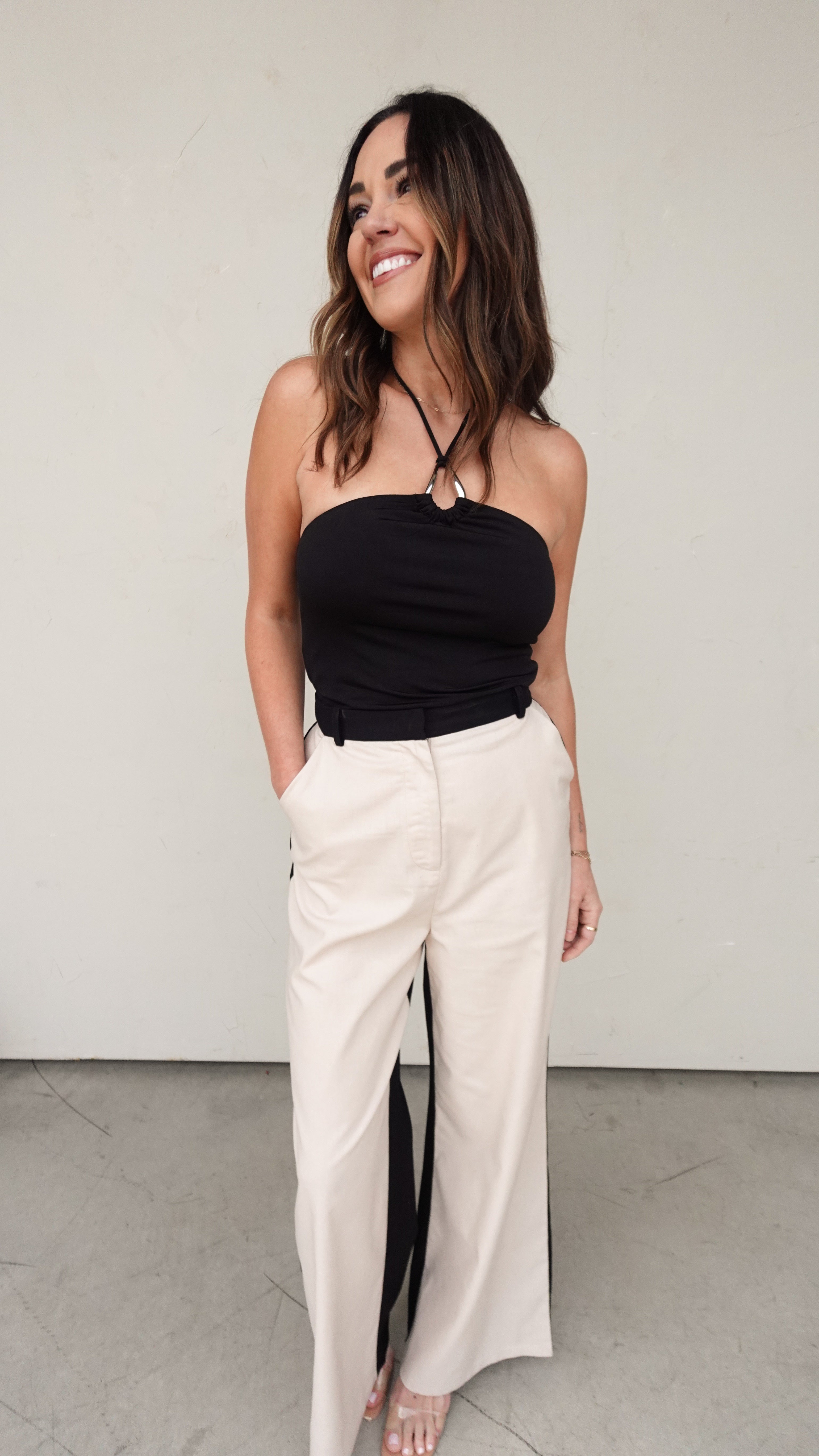 Black Halter Top with Ring Detail | Elegant Women's Fashion by coolavocek