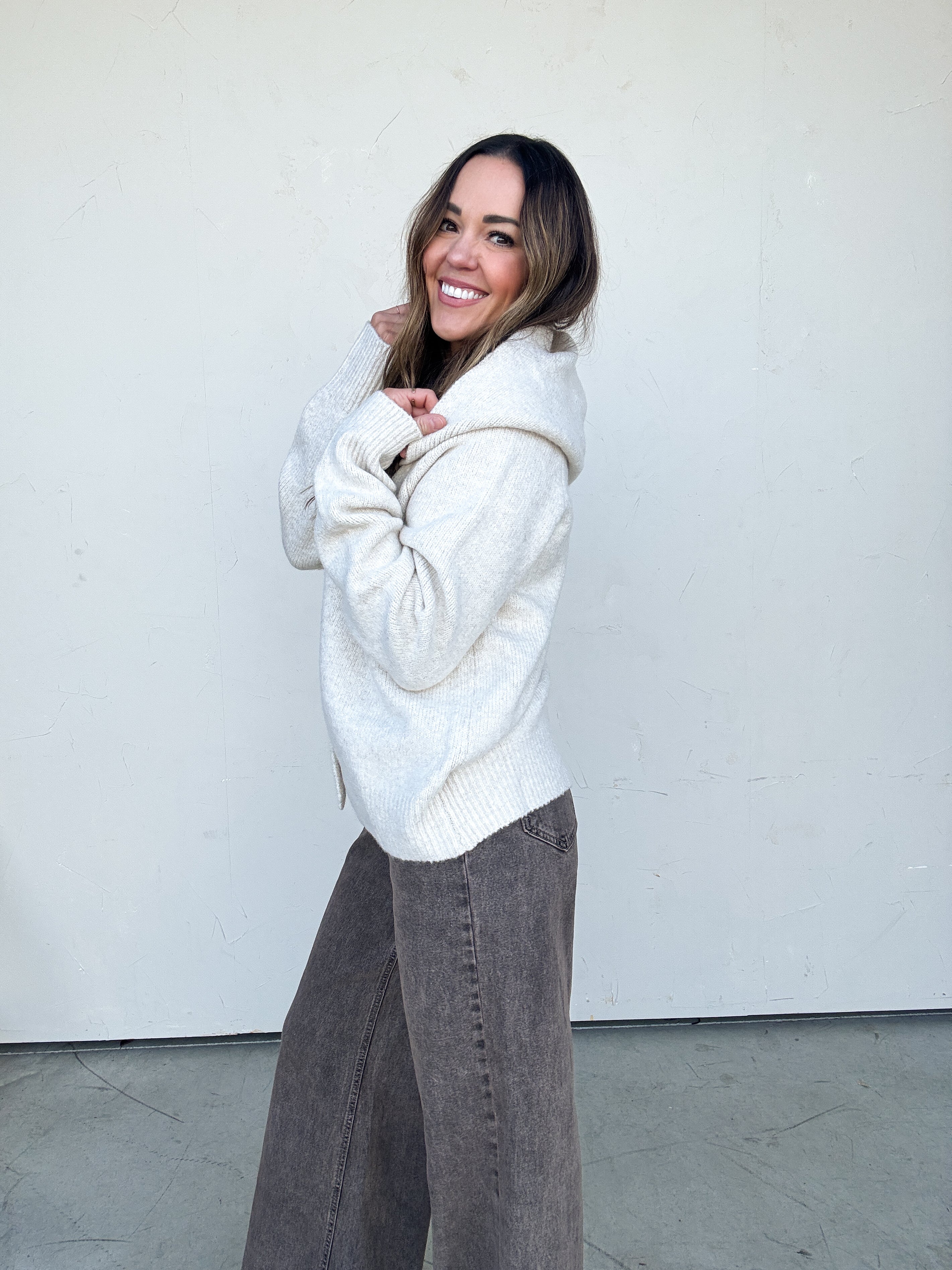 Oatmeal Hooded Cardigan | Elegant Women's Fashion by coolavocek