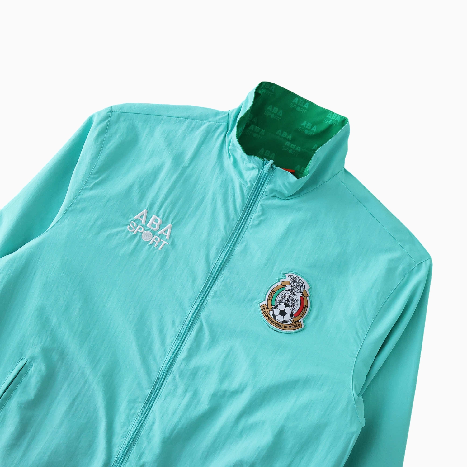 AlphaJersey-Retro Mexico 1995 Retro Style Double Sided Reversible Windbreaker - Green & Blue