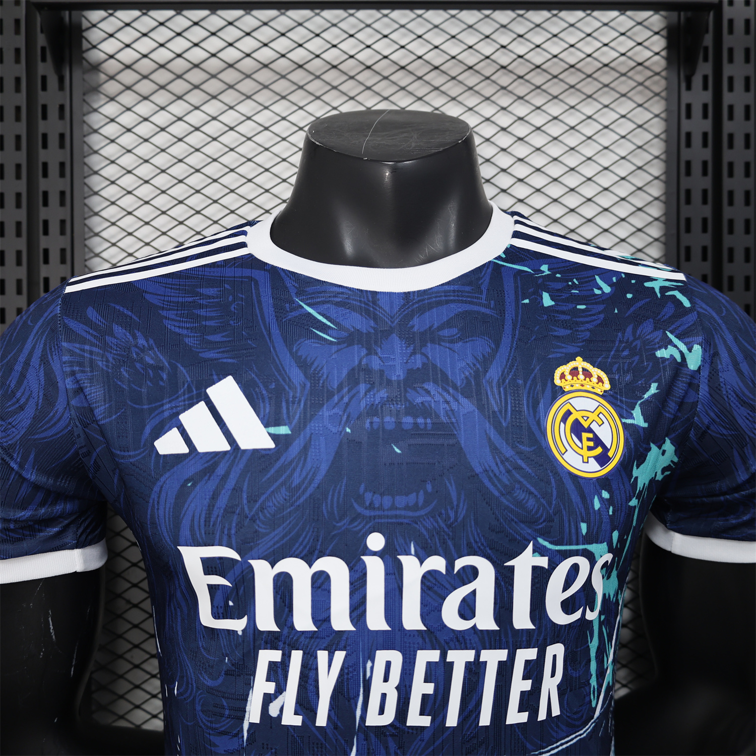 AlphaJersey-Real Madrid 25-26 Blue Jersey with White Viking Roar Comics - Player Version
