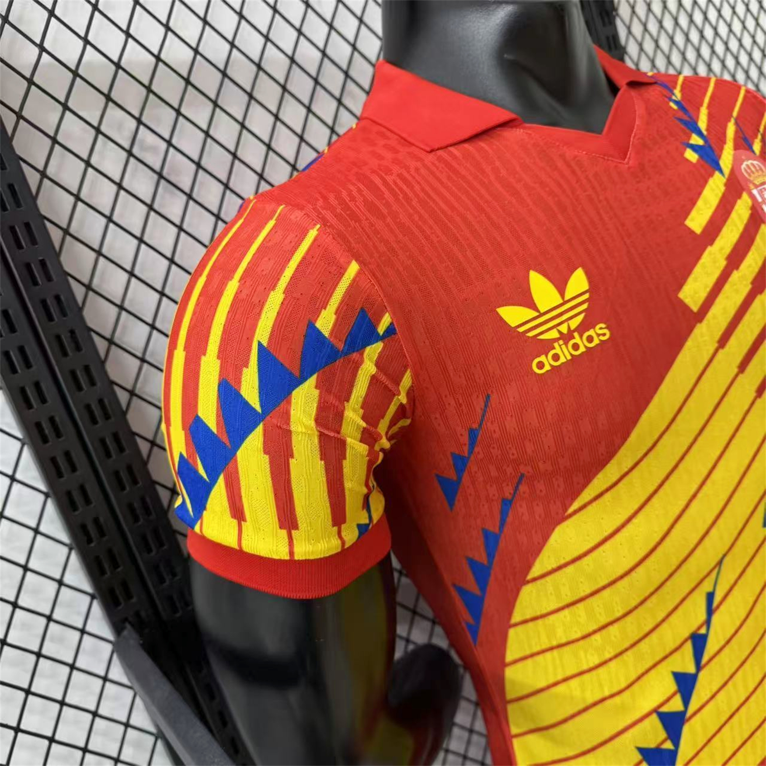 AlphaJersey-Spain 2026 Blue-Yellow Stripes Red Special Jersey - Player Version