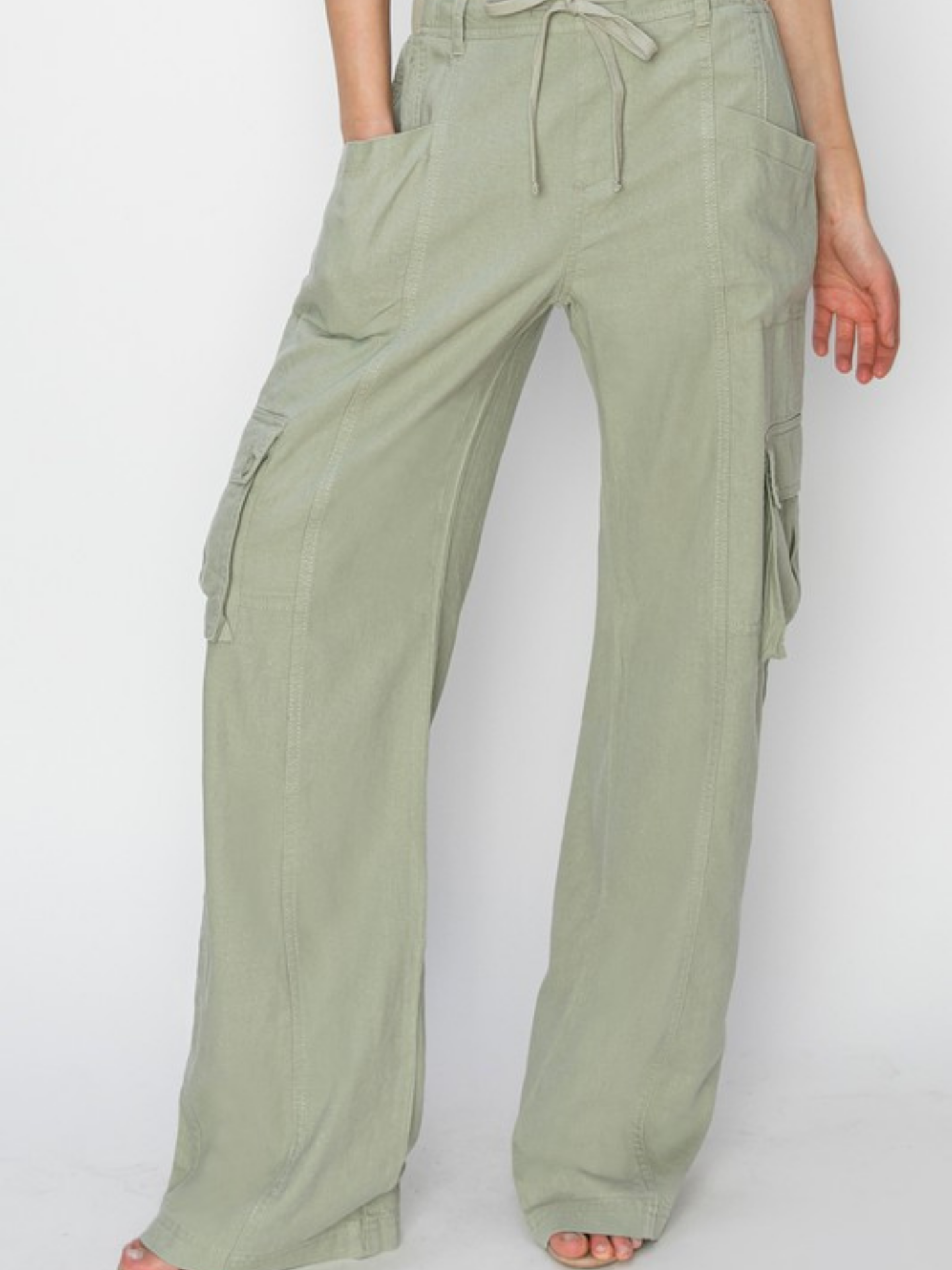 Green Linen Cargos | Elegant Women's Fashion by coolavocek