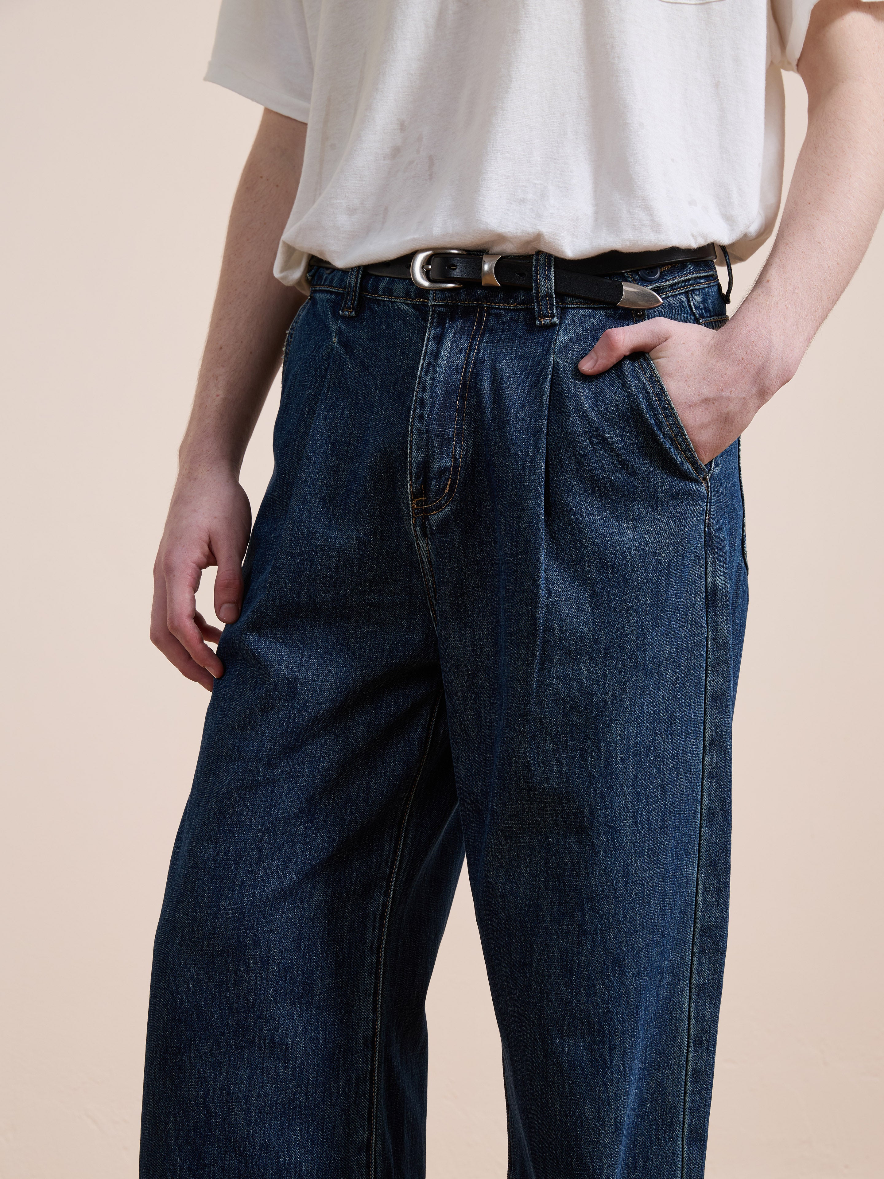 Pleated Relaxed Fit Jeans | Modern Menswear by yycbvcnbmmnbm