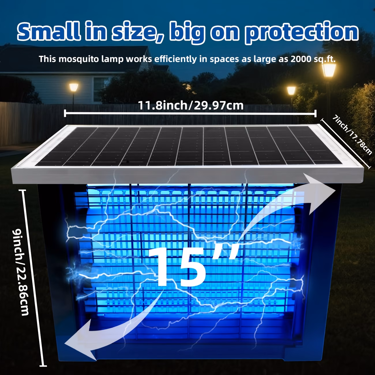 powerful large solar bug zapper outdoor for 2000sq ft poartable rechargeable mosquito zapper with high powered cordless solar fly zapper for patio garden backyard rv camping pond pest control Product details 4