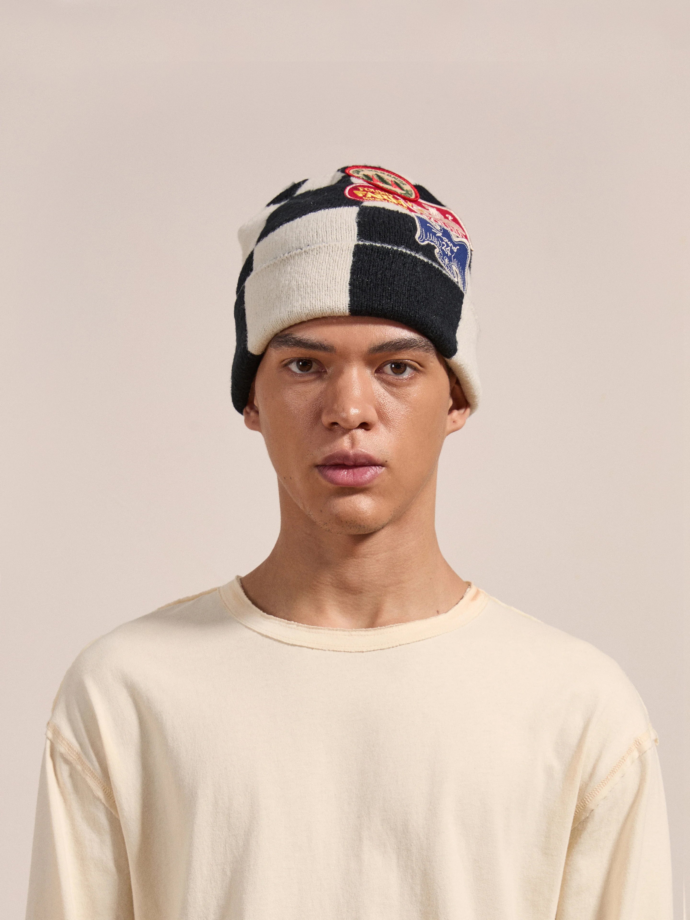 Check Multi Patch Beanie | Modern Menswear by yycbvcnbmmnbm