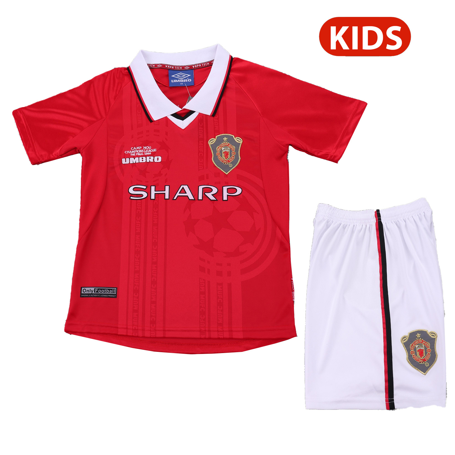 AlphaJersey-Retro Manchester United 1999-00 Home Kids Kit