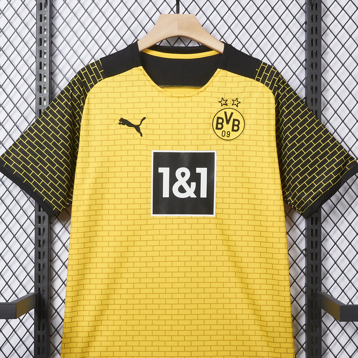 AlphaJersey-Dortmund 25-26 Pre-Match Training Yellow Brickwork Pattern Jersey - Fans Version