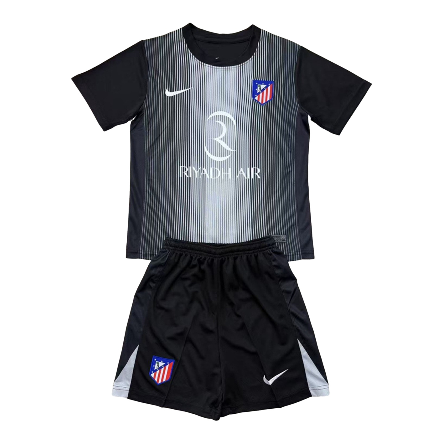 AlphaJersey-Atletico Madrid 25-26 Black Goalkeeper Men's Adult Jersey Set - Fans Version