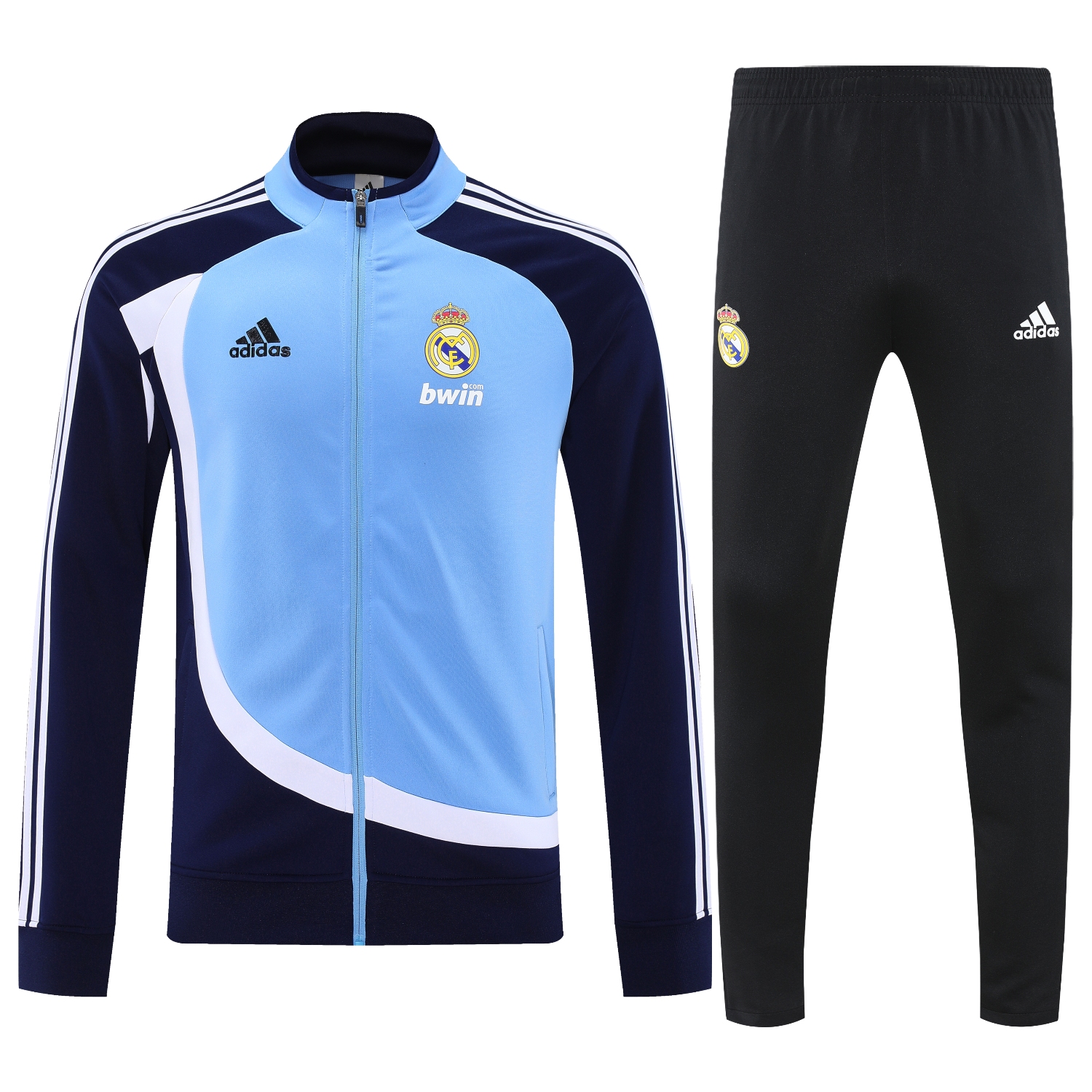 AlphaJersey-Real Madrid 25-26 Throwback Jacket Training Tracksuit - Blue Jackets & Black Pants