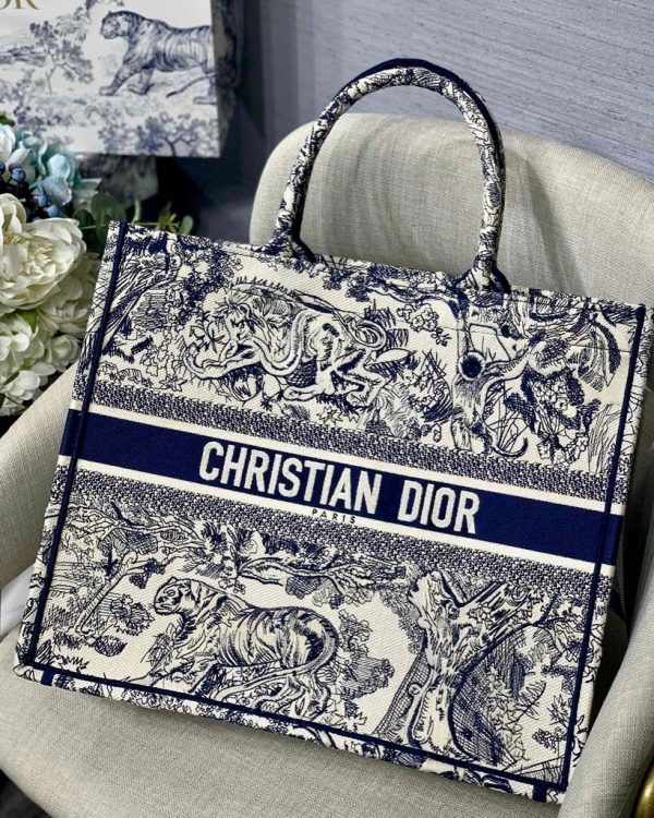 Dior Book Tote M1286 Blue Toile de Jouy Embroidery - Wholesales High Quality Handbags Store