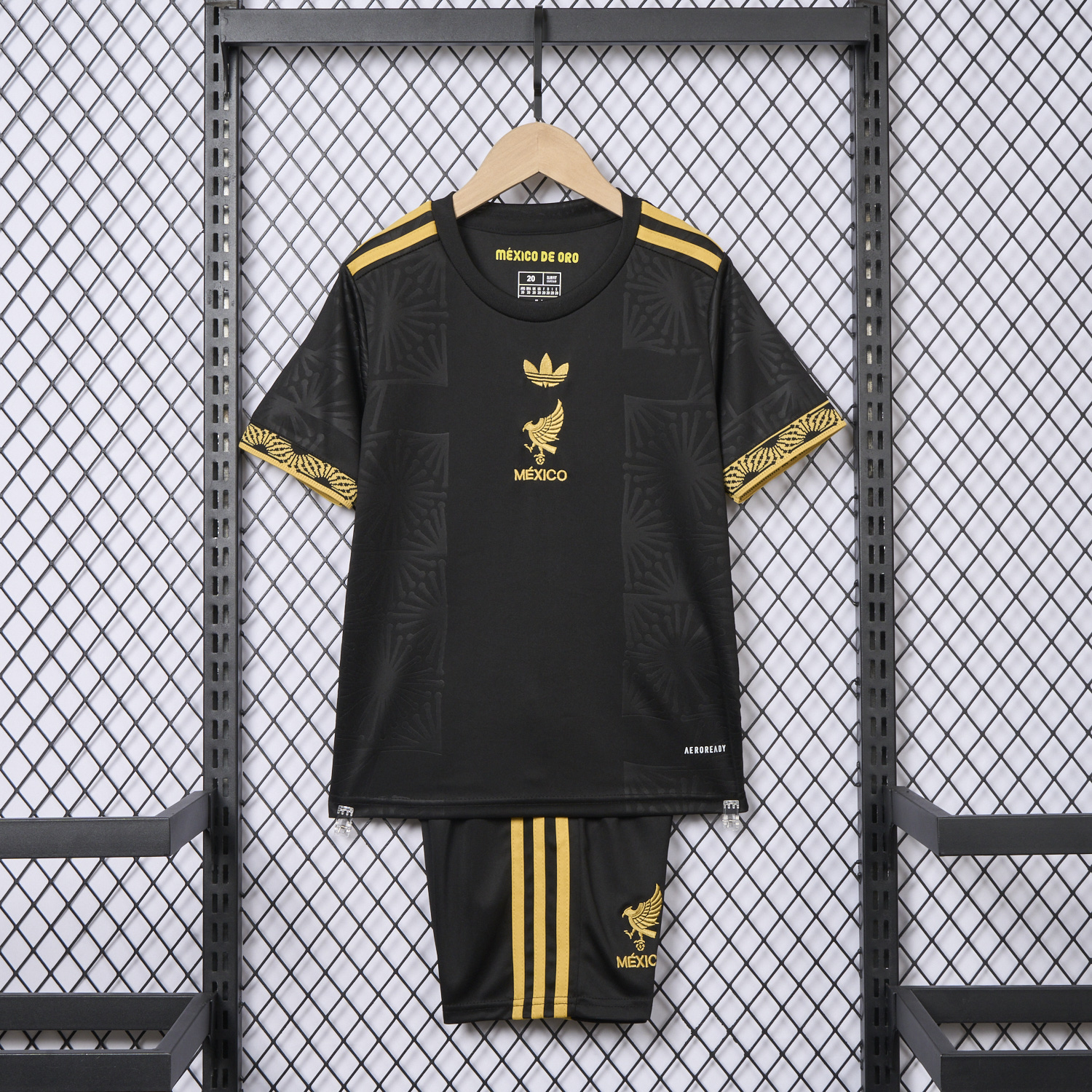 AlphaJersey-Mexico 2025 Gold Cup Black Kids Kit