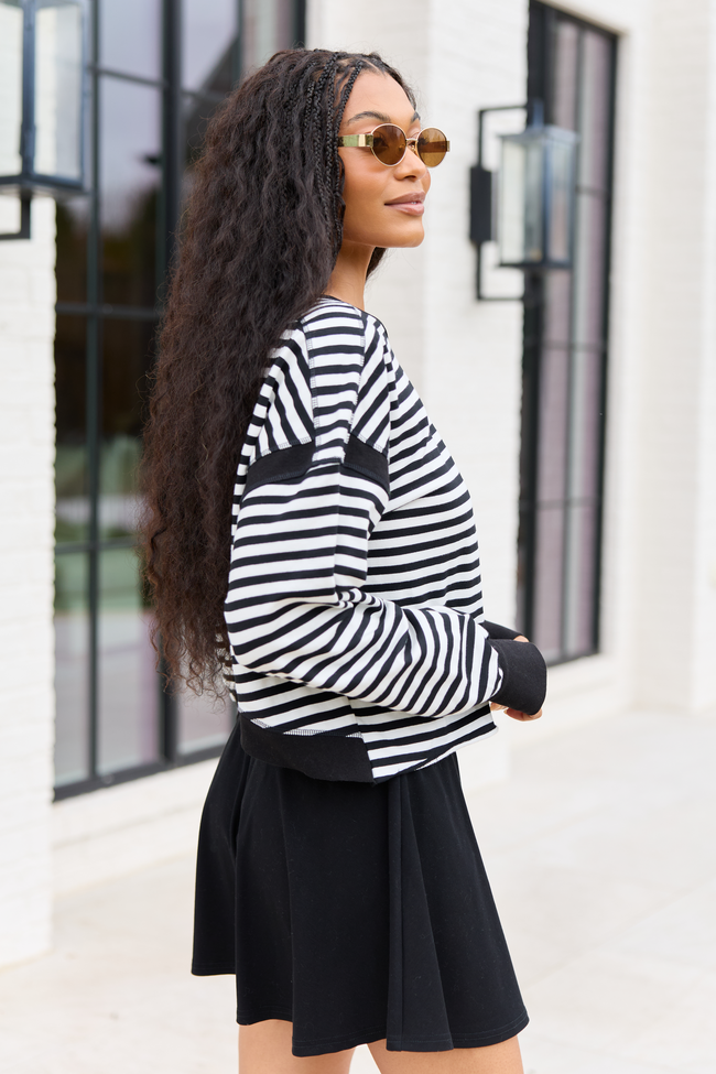Dominique Black And White Striped Tee | Elegant Women's Fashion by coolavocek