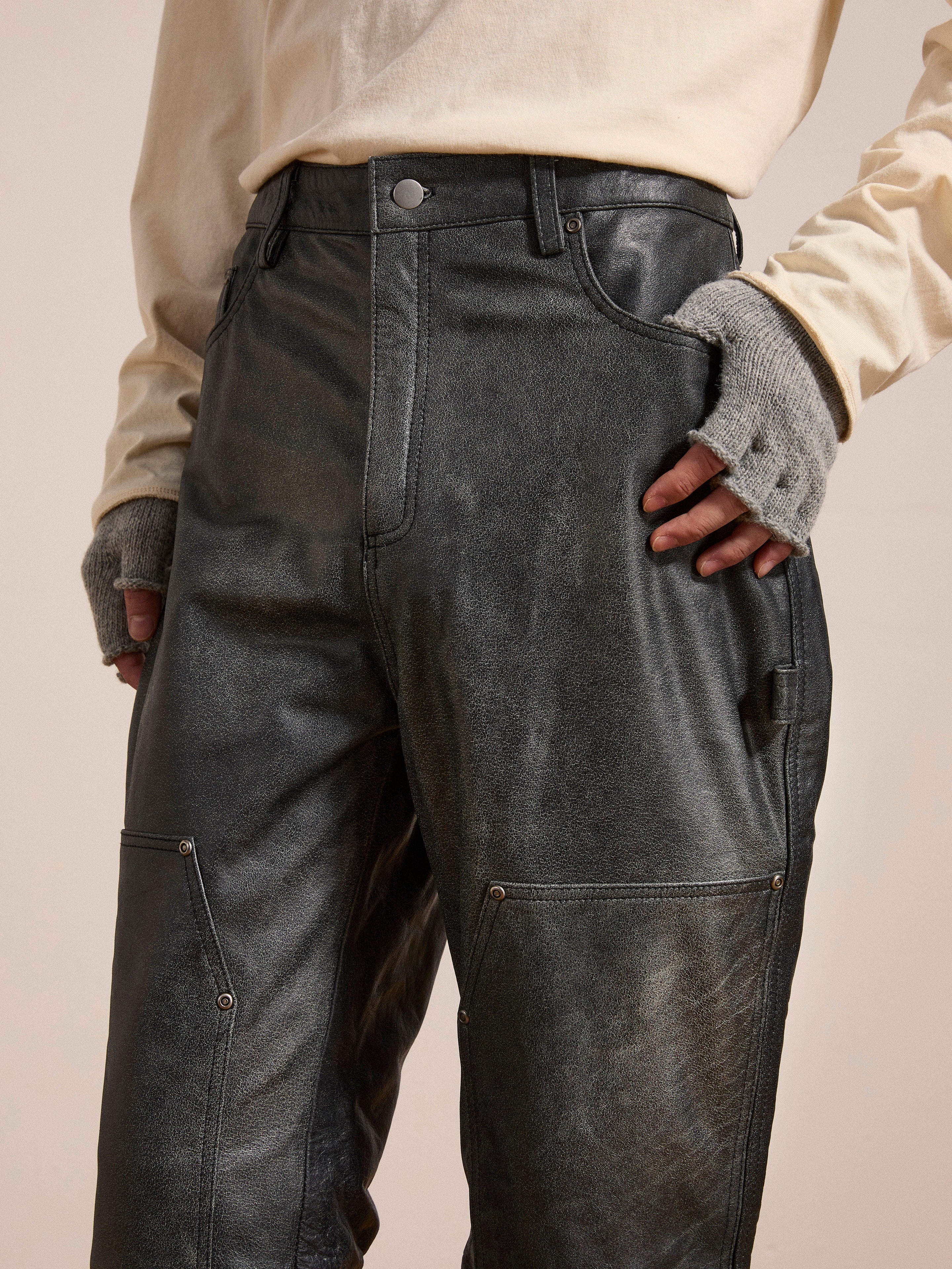 Distressed Genuine Leather Carpenter Pants | Modern Menswear by yycbvcnbmmnbm