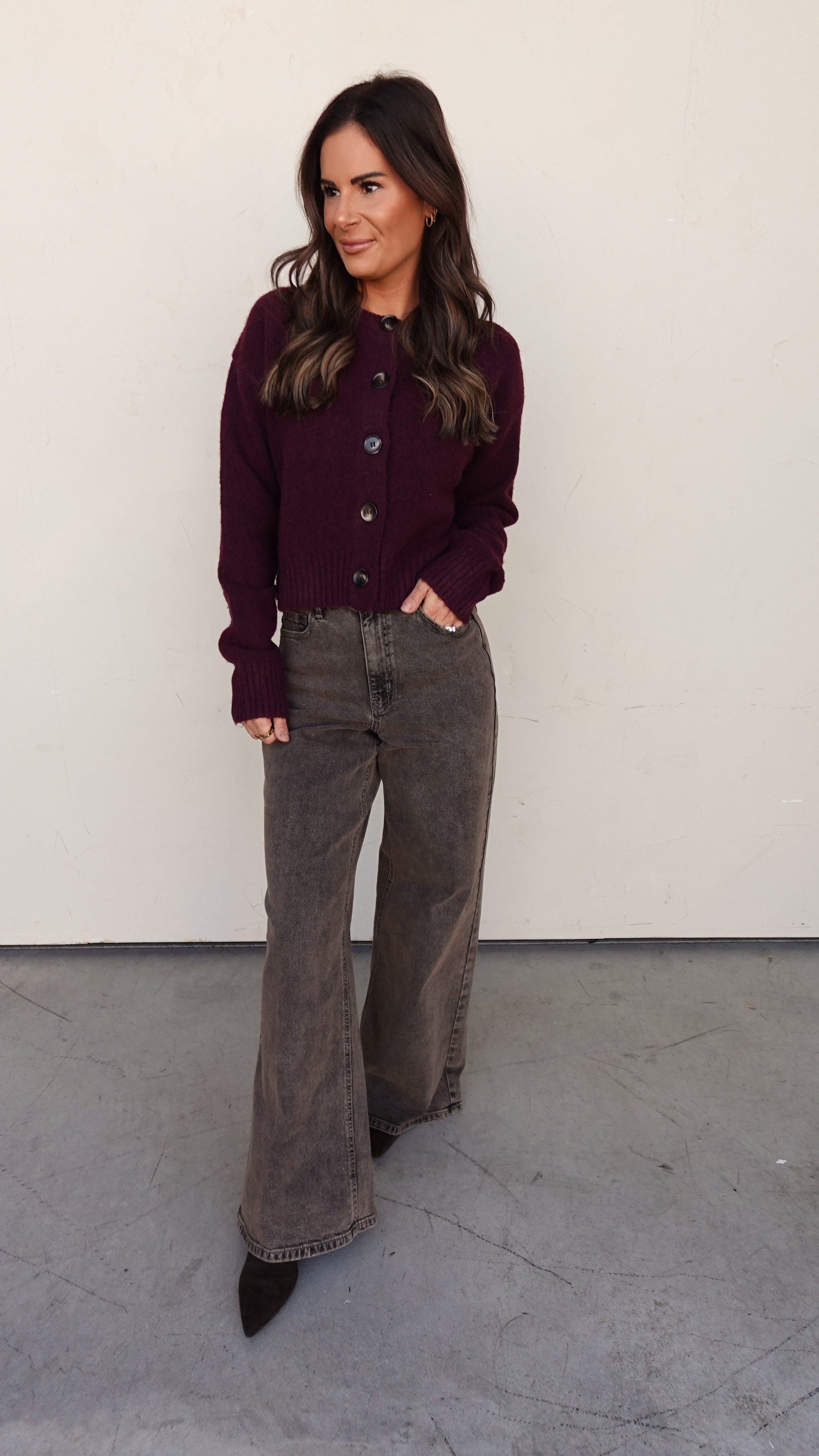 Washed Brown Wide Leg Denim | Elegant Women's Fashion by coolavocek