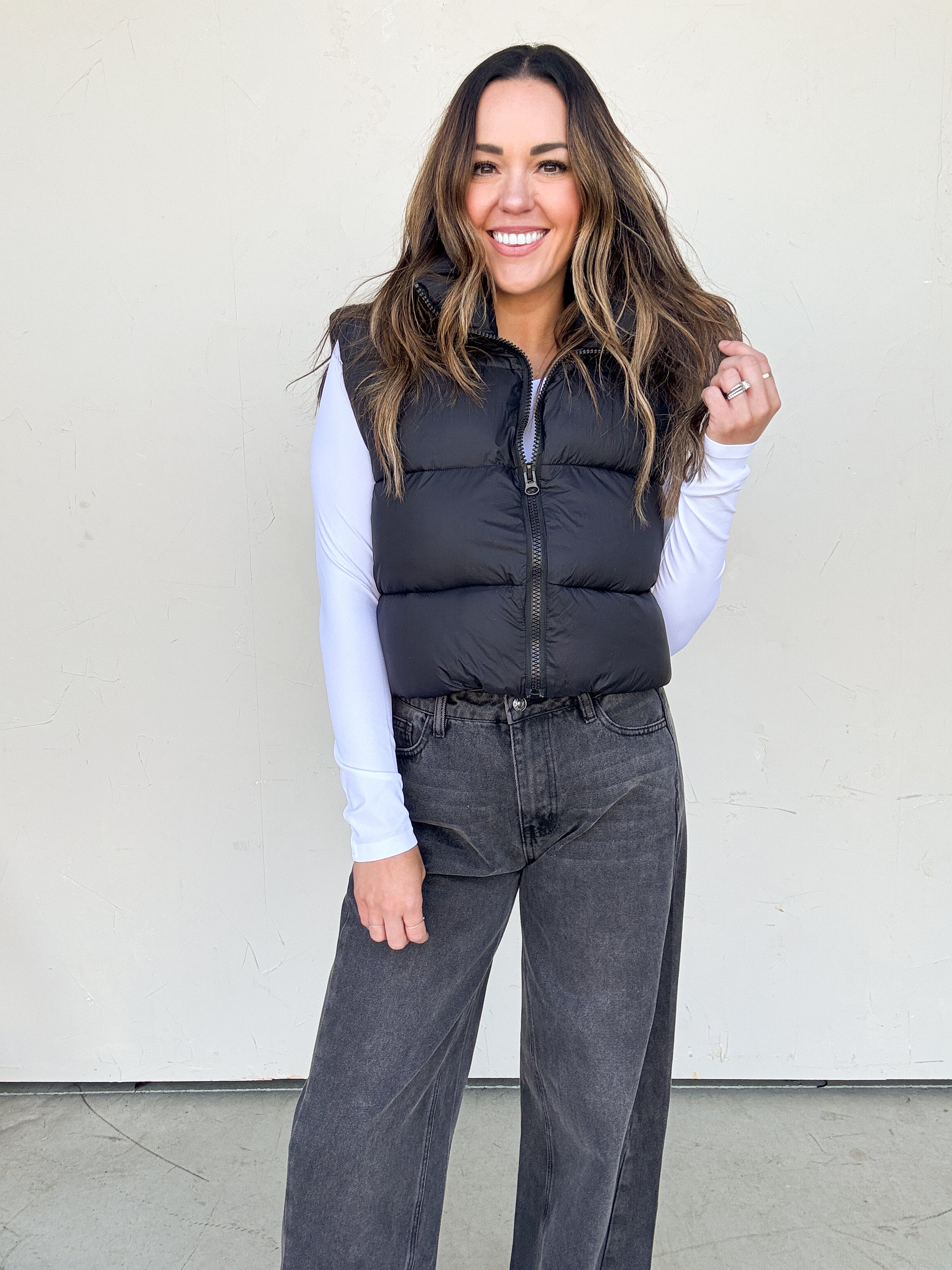 Black Cropped Puffer Vest | Elegant Women's Fashion by coolavocek