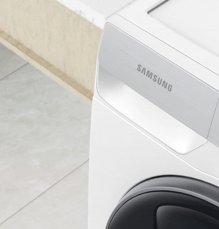 Explore Samsung WW80T754DWH/SP features now. Image shows StayClean drawer of QuickDrive™, 8Kg, Front Load, 4 Ticks