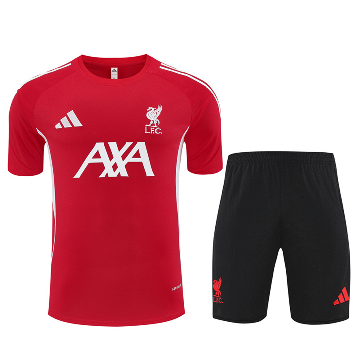 AlphaJersey-Liver.pool 25-26 Kids Short-Sleeve Training Set - Red Top & Black Shorts
