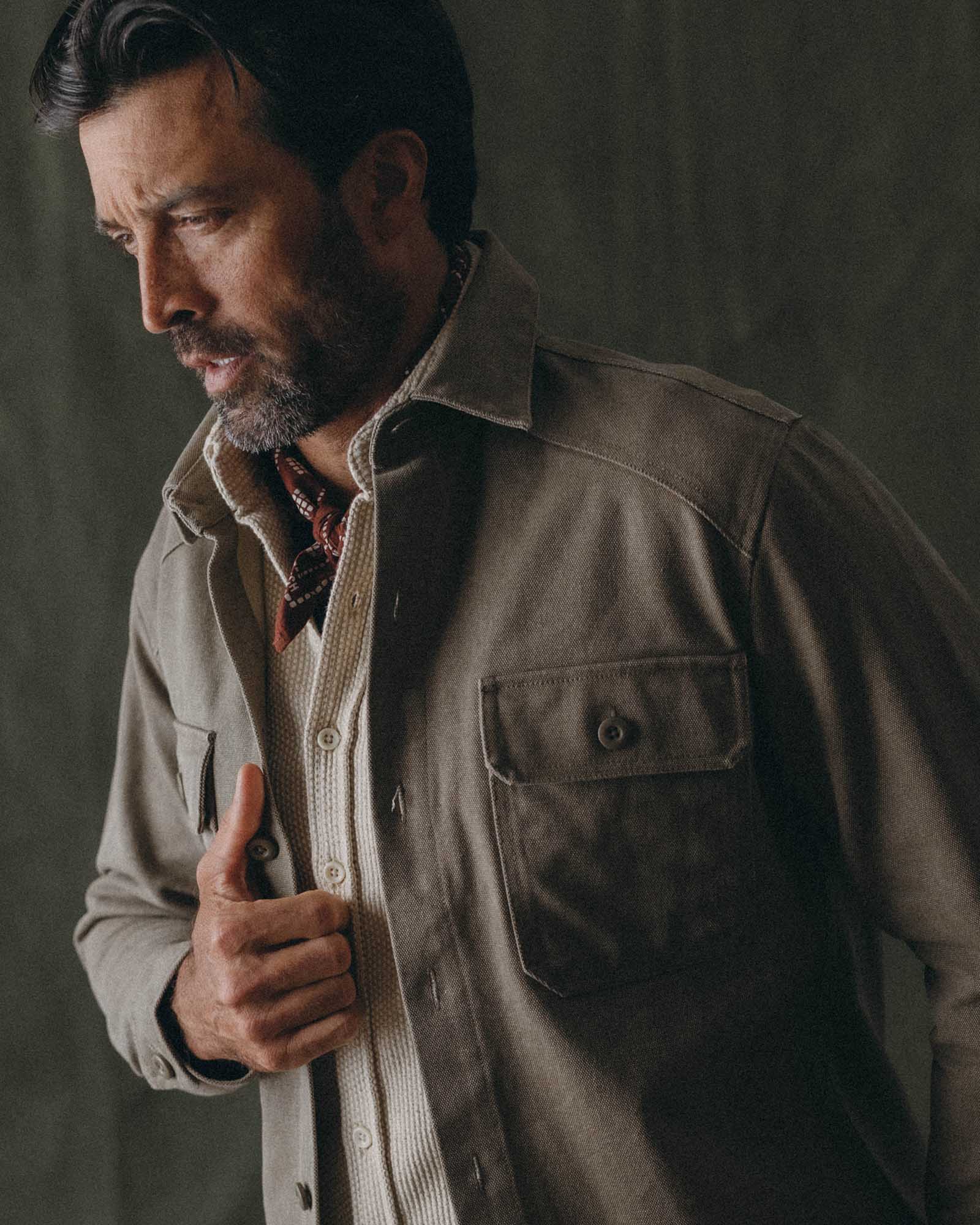 The Shop Shirt in Stone Chipped Canvas | Modern Menswear by yycbvcnbmmnbm