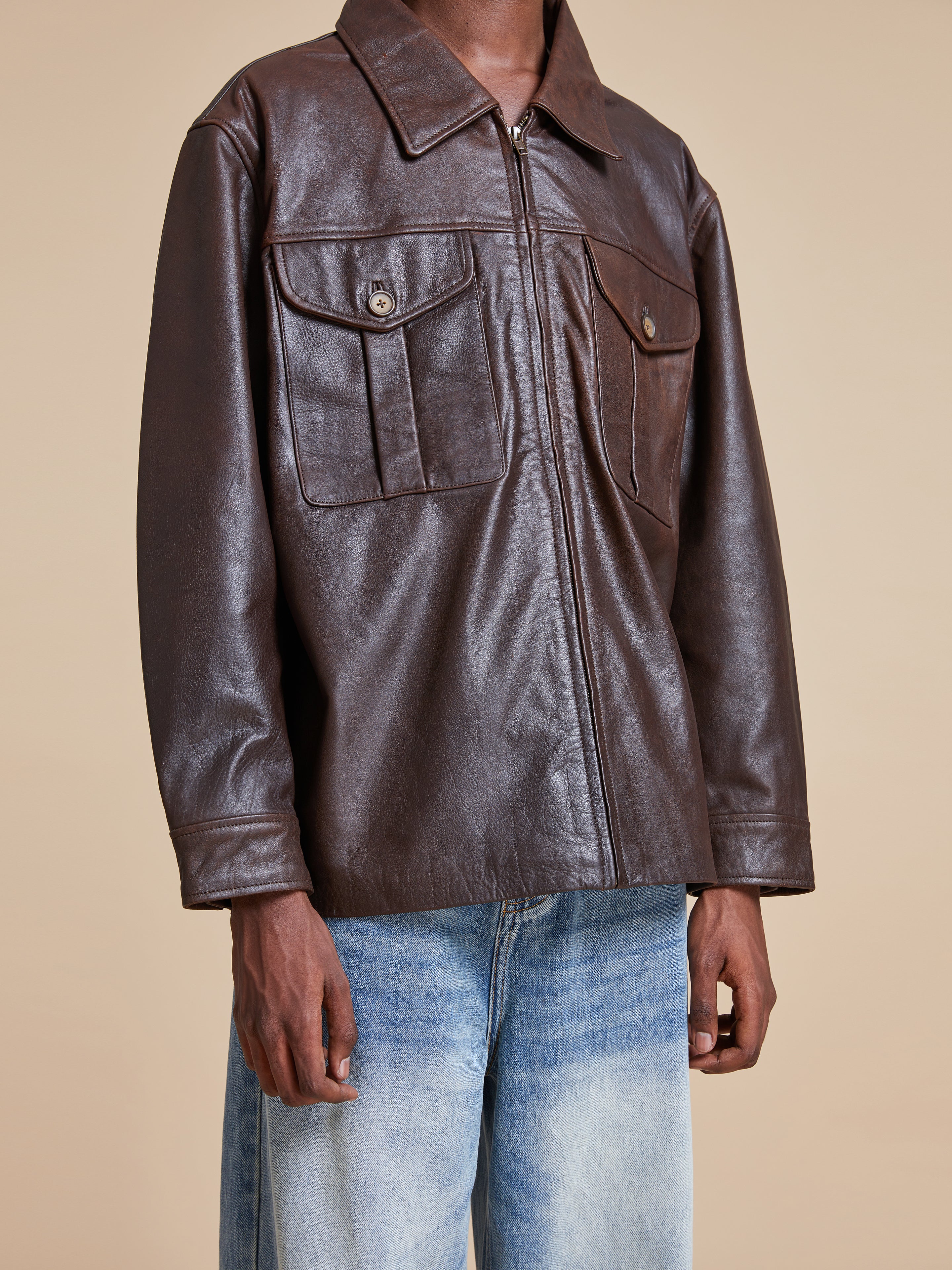 Sepia Leather Overshirt | Modern Menswear by yycbvcnbmmnbm