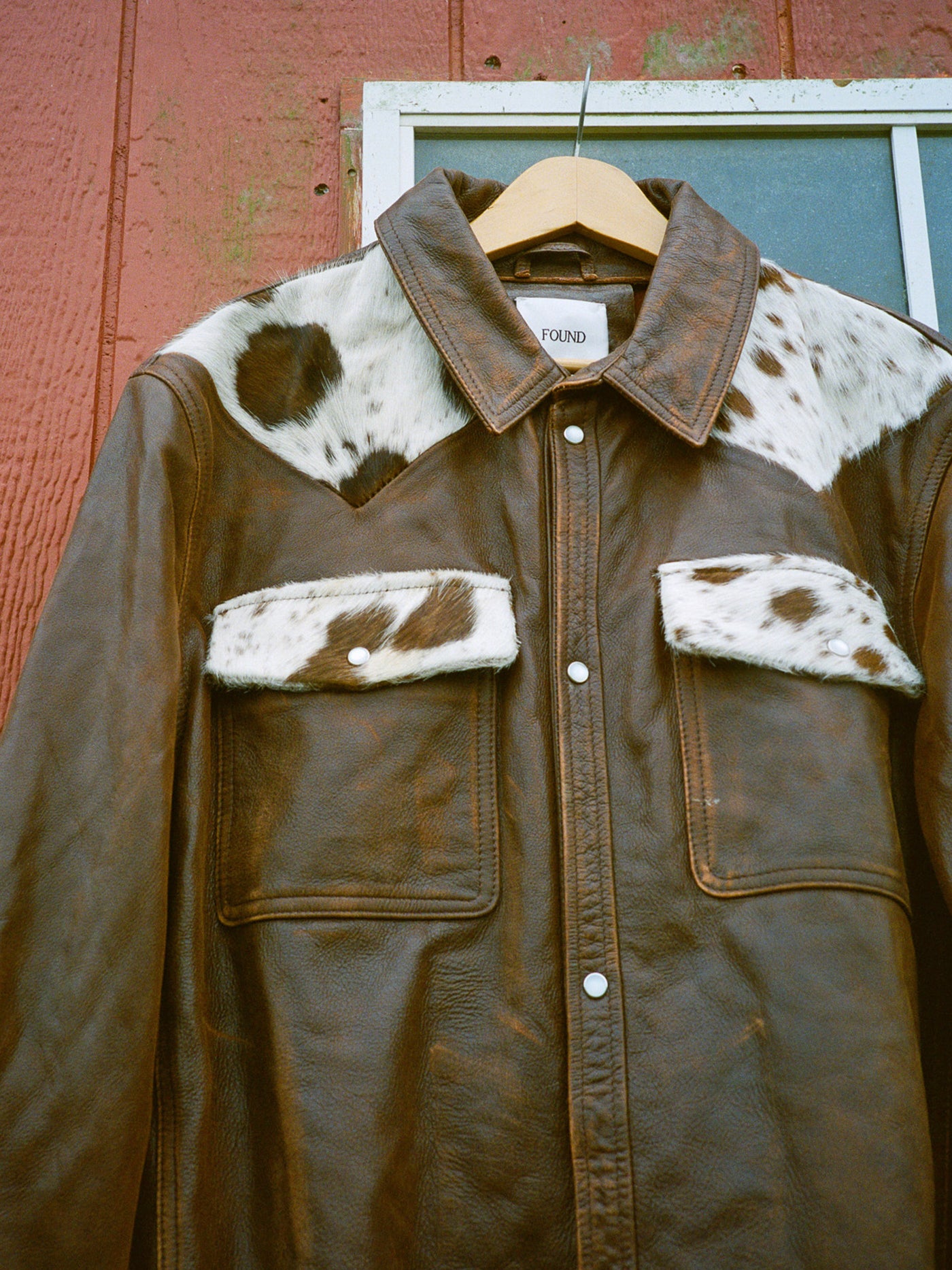 Distressed Leather Cowhide Contrast Western Shirt | Modern Menswear by yycbvcnbmmnbm