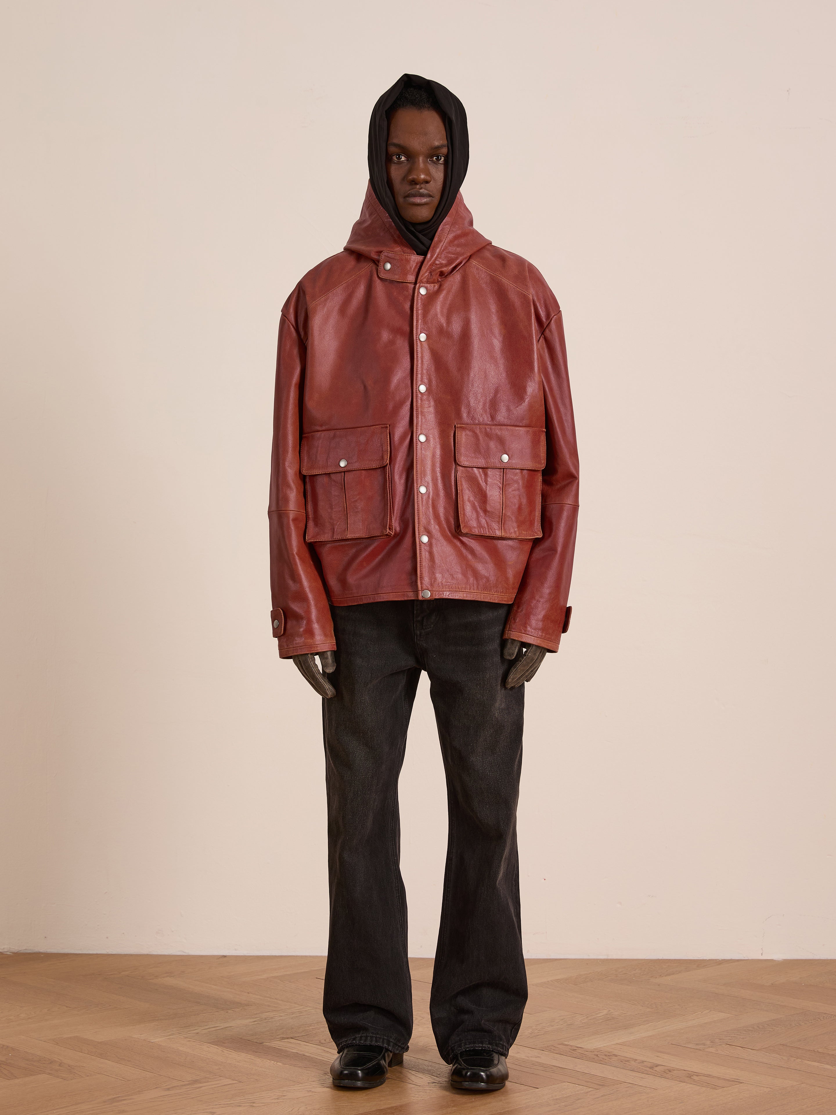 Distressed Leather Pocket Hoodie | Modern Menswear by yycbvcnbmmnbm
